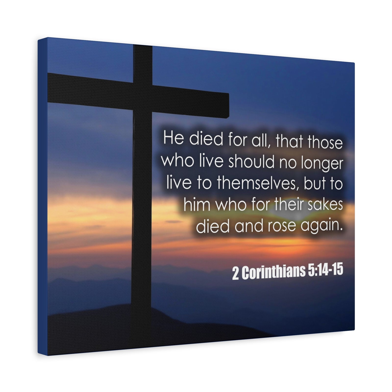 Bible Verse Canvas He Died For All 2 Corinthians 5:14-15 Christian Home Décor Wall Art Scripture Ready to Hang Faith Print-Express Your Love Gifts