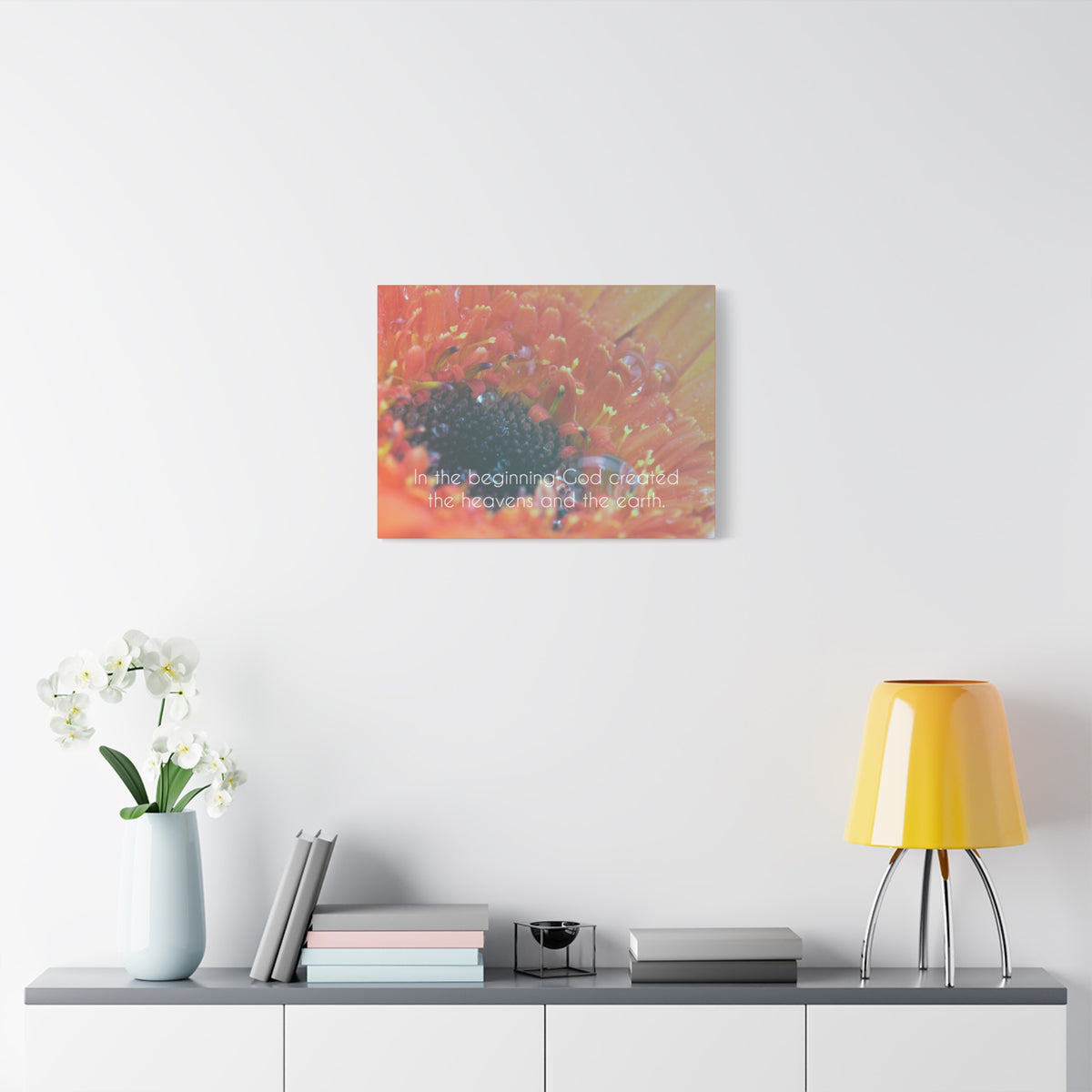 Scripture Canvas The Heavens And The Earth Genesis 1:1 Christian Wall Art Bible Verse Print Ready to Hang-Express Your Love Gifts