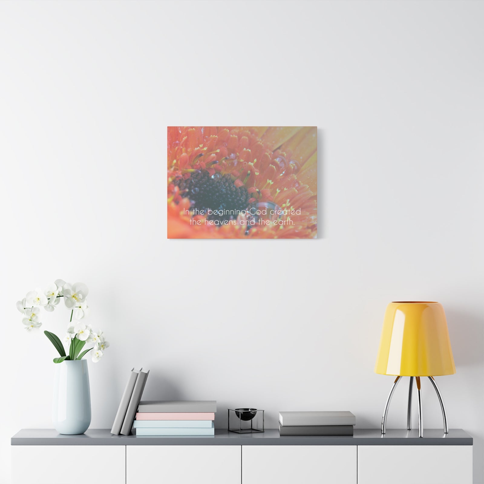Scripture Canvas The Heavens And The Earth Genesis 1:1 Christian Wall Art Bible Verse Print Ready to Hang-Express Your Love Gifts