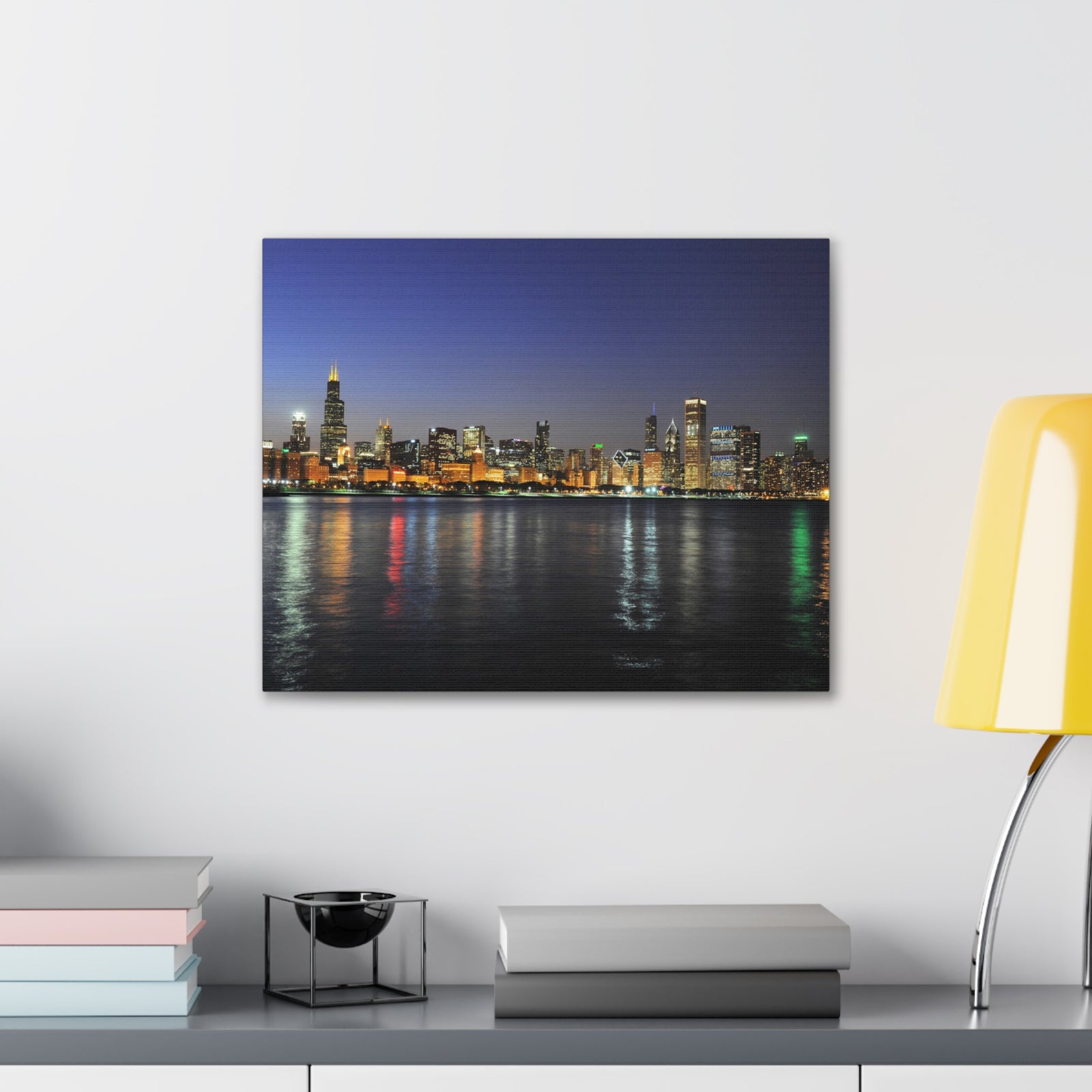 Chicago Night Skyline Canvas Artwork High-Quality Breathtaking Stunning Cityscape for Home Decor Ready to Hang-Express Your Love Gifts