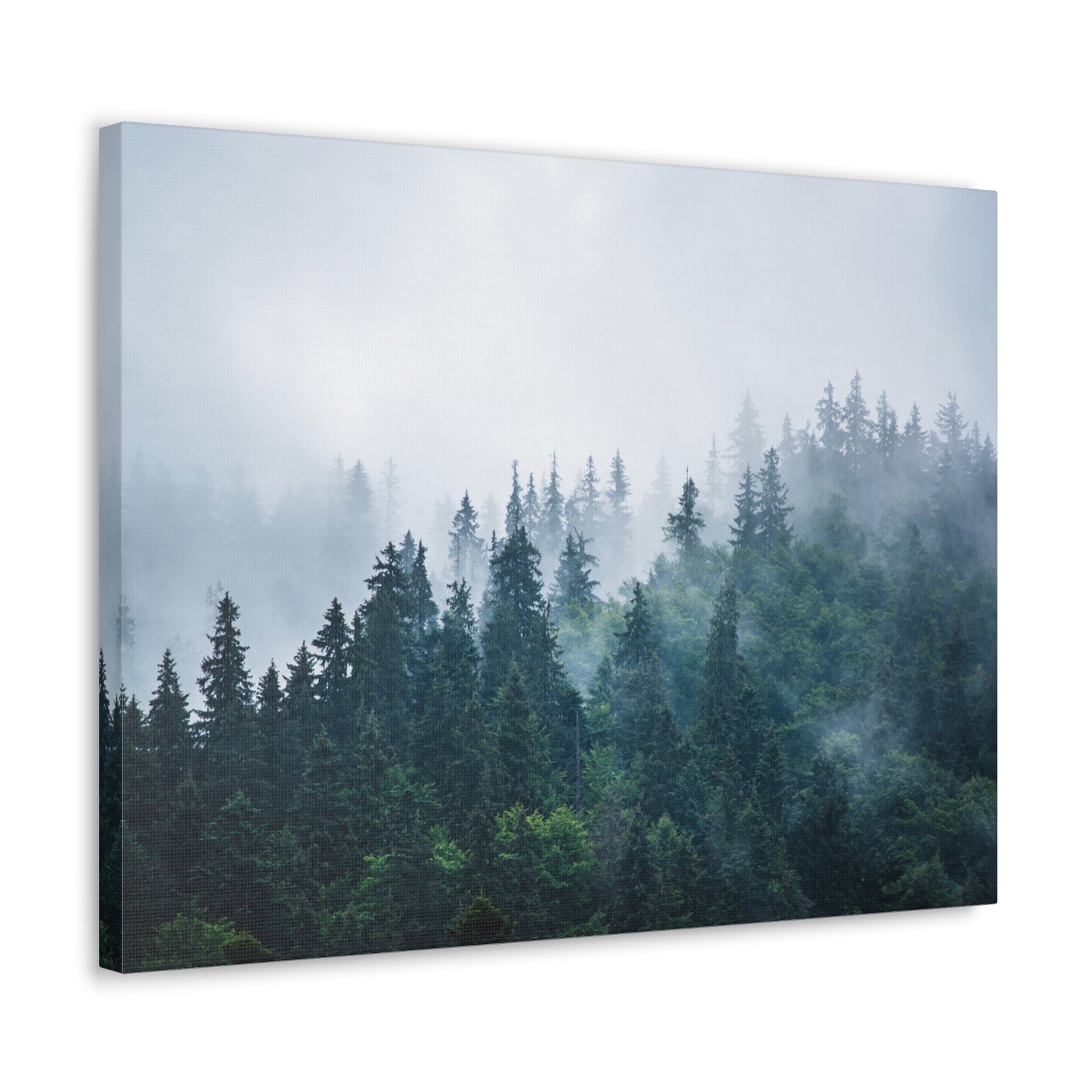 Misty Dark Mountain Forest Nature Wilderness Photography Canvas Wall Art for Home Decor Ready-to-Hang-Express Your Love Gifts