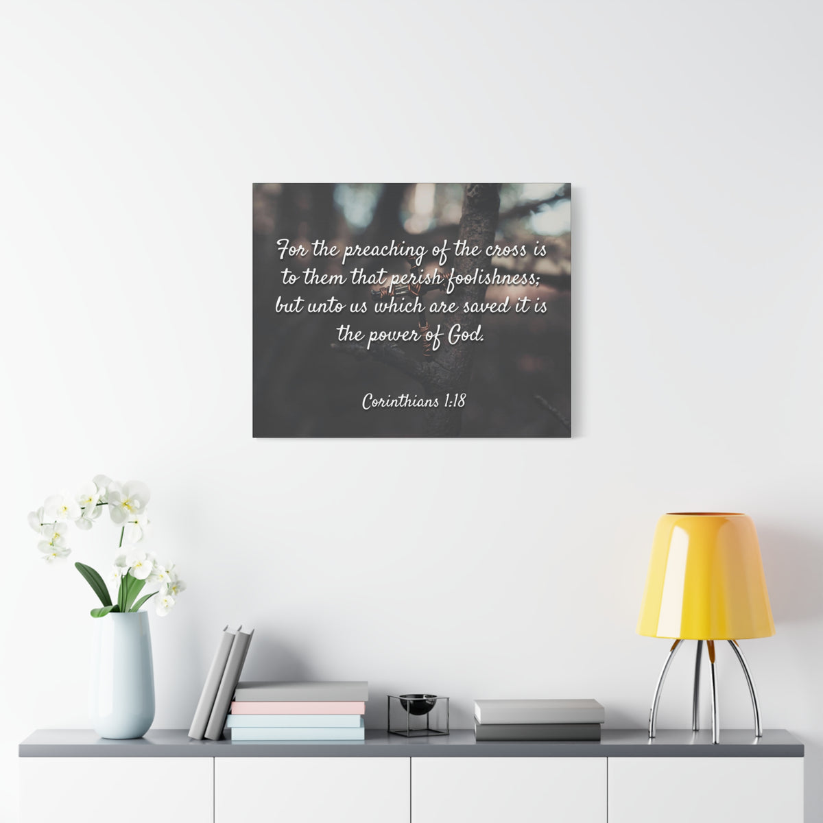 Scripture Canvas The Cross 1 Corinthians 1:18 Christian Wall Art Bible Verse Print Ready to Hang-Express Your Love Gifts