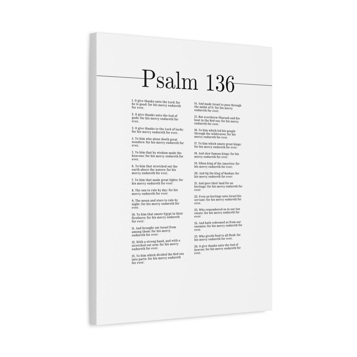 Scripture Canvas Give Thanks Unto God Of Gods Psalm 136 Christian Wall Art Bible Verse Print Ready to Hang-Express Your Love Gifts