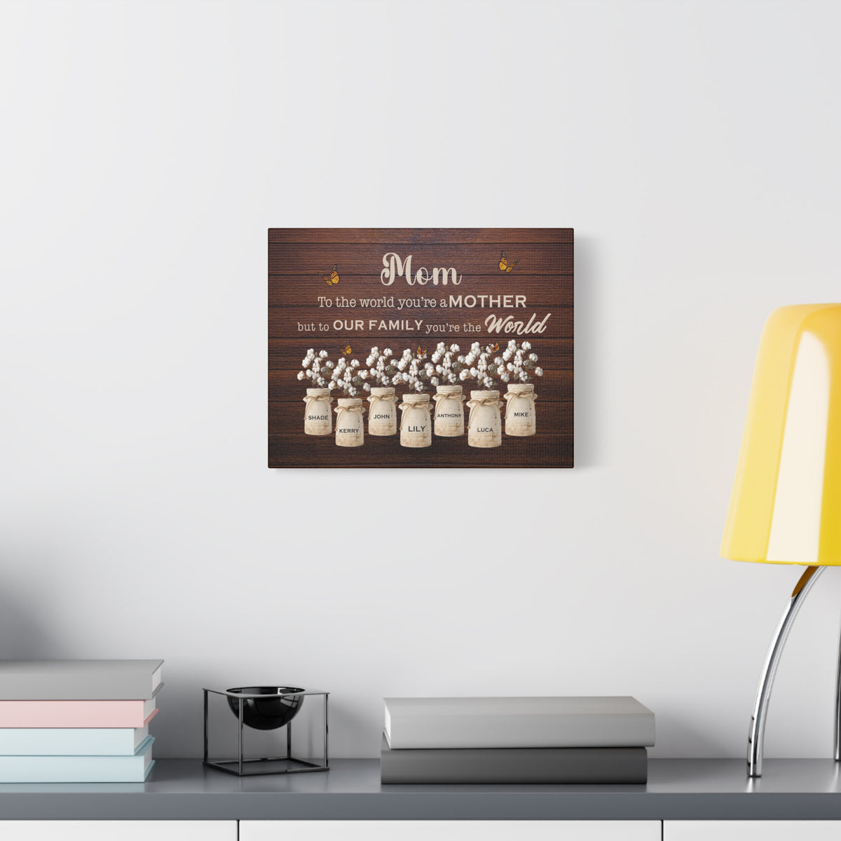 Personalized Mom Family Name Canvas – “To the World You’re a Mother”-Express Your Love Gifts