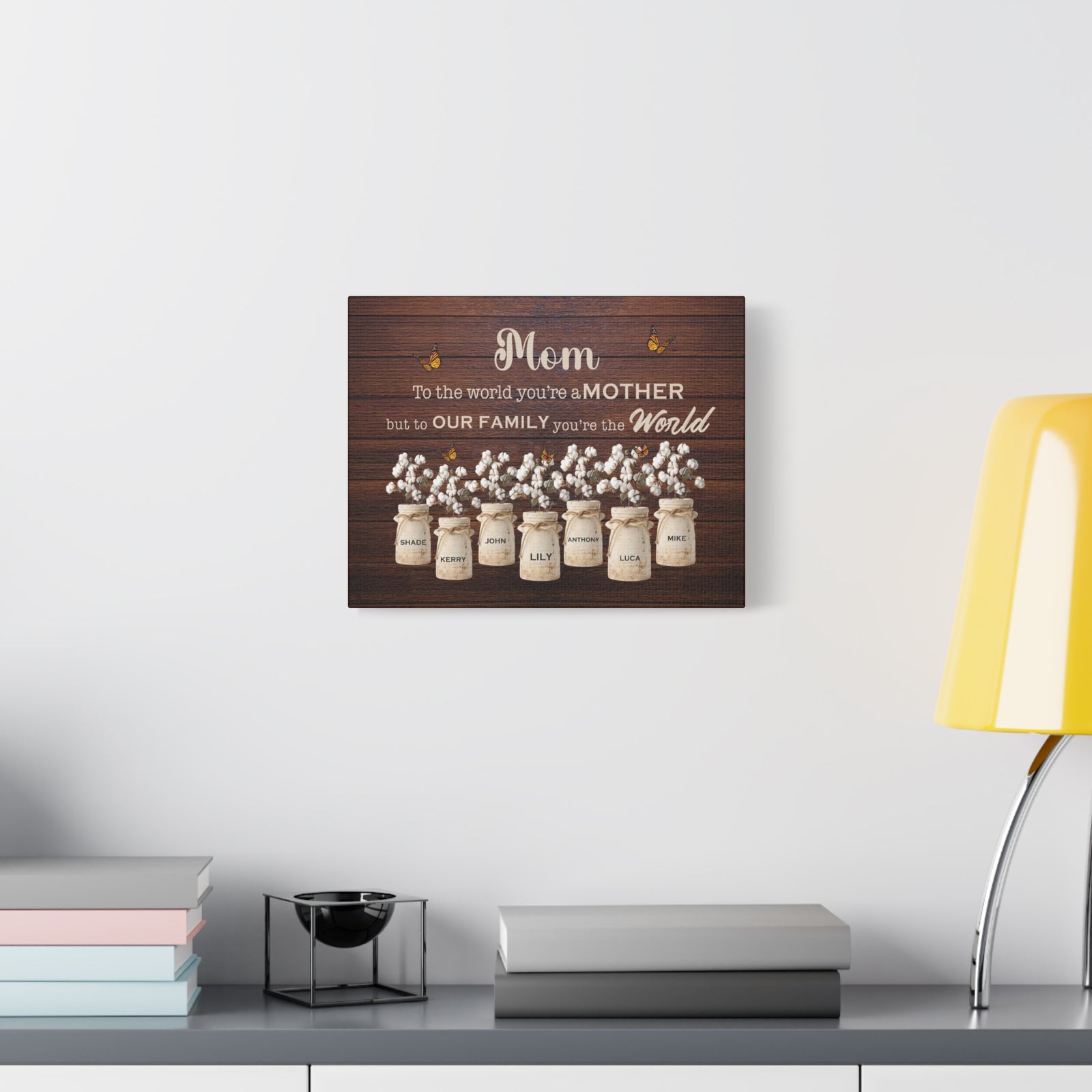 Personalized Mom Family Name Canvas – “To the World You’re a Mother”-Express Your Love Gifts