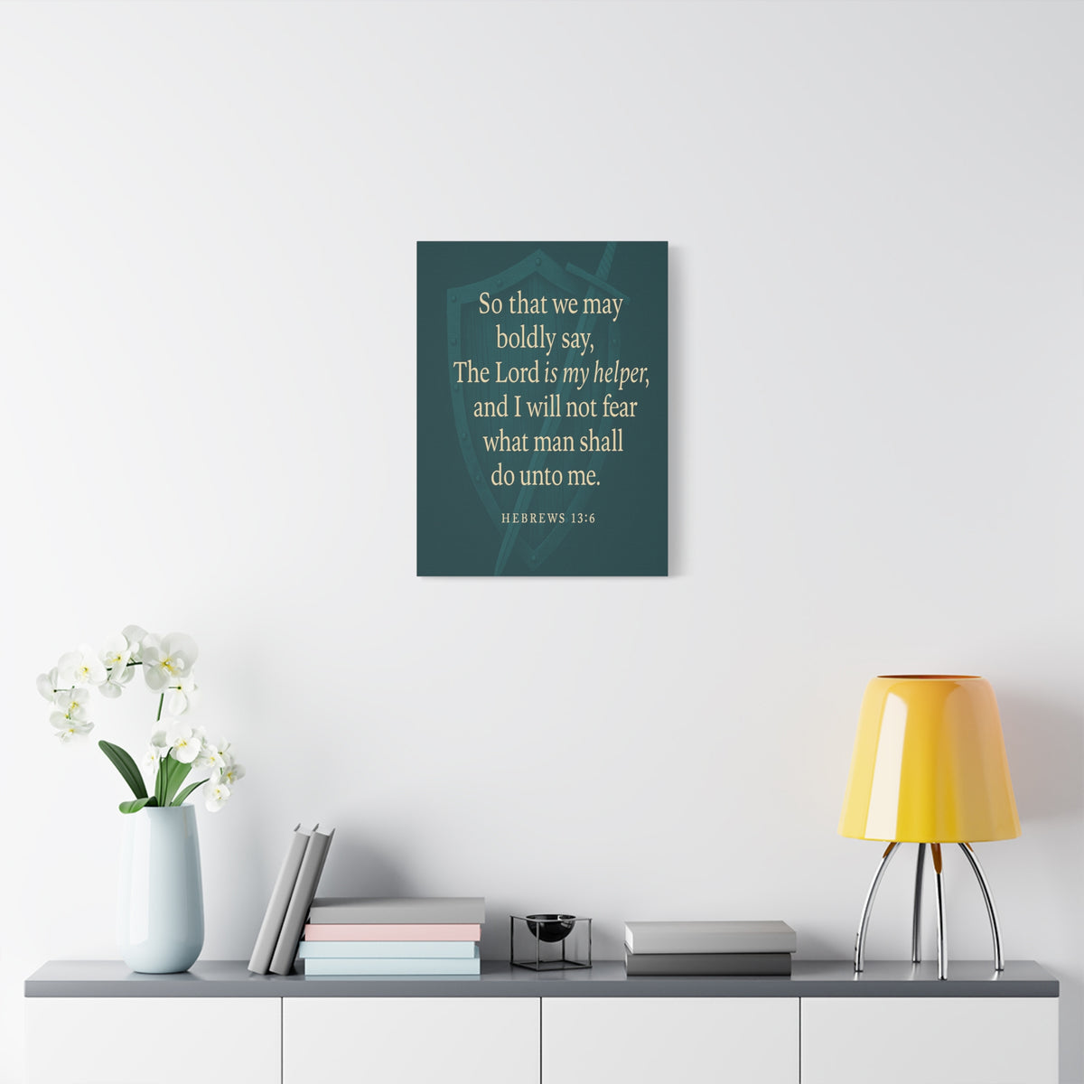 Bible Verse Canvas Hebrews 13:6 Christian Home Décor Wall Art Scripture Ready to Hang Faith Print-Express Your Love Gifts