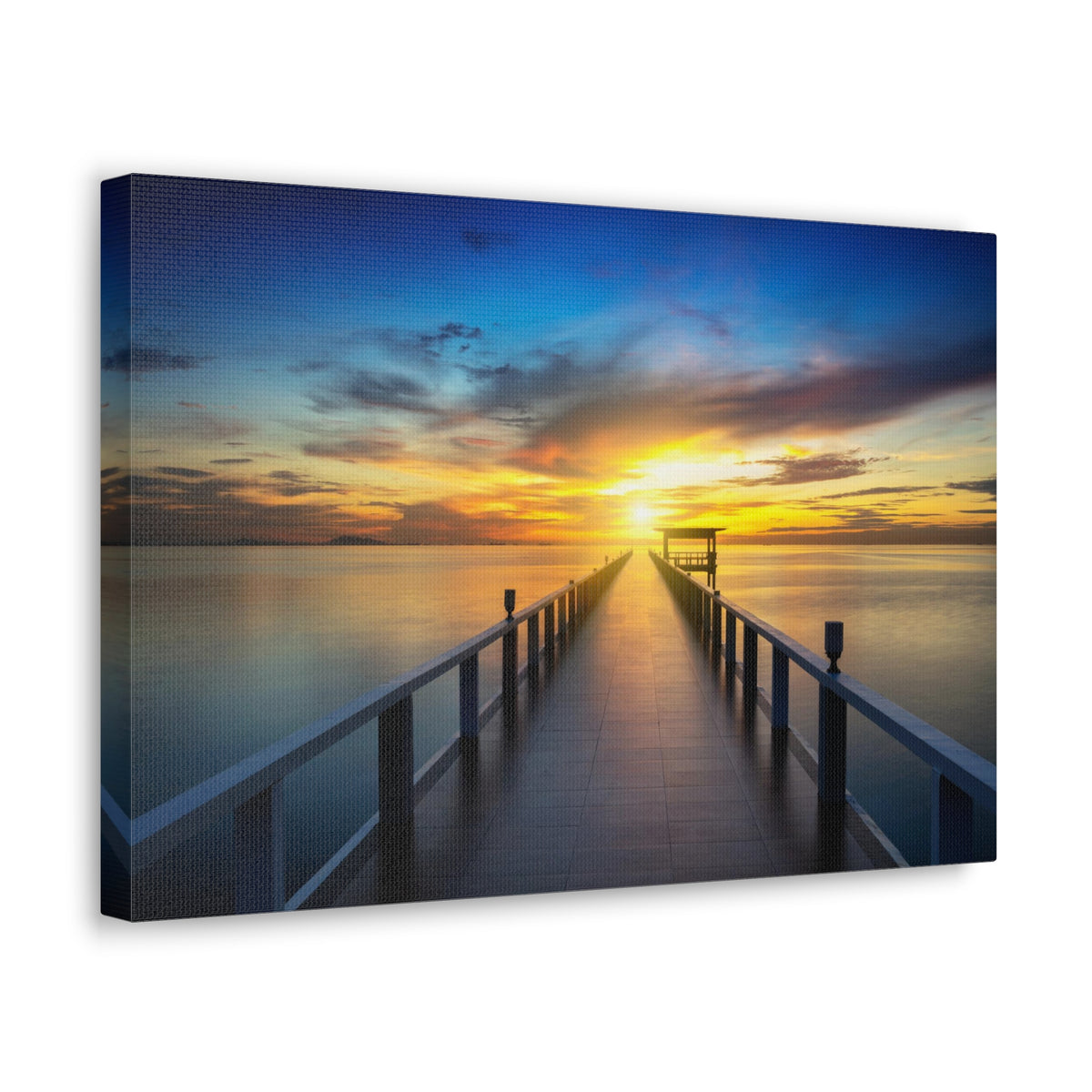 Sunset Beach Pier Nature Wilderness Photography Canvas Wall Art for Home Decor Ready-to-Hang-Express Your Love Gifts