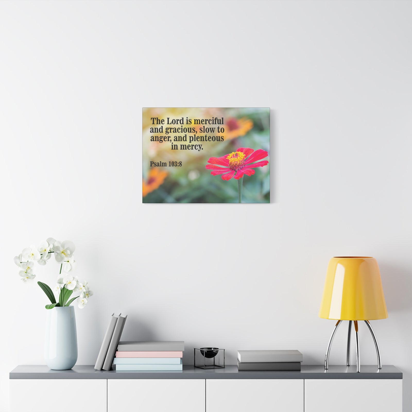 Scripture Canvas The Lord is Merciful and Gracious Psalm 103:8 Christian Wall Art Bible Verse Print Ready to Hang-Express Your Love Gifts