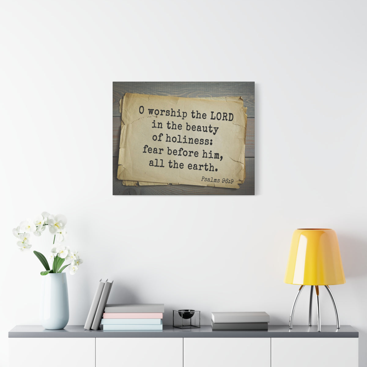 Scripture Walls Worship The Lord Psalms 96:9 Bible Verse Canvas Christian Wall Art Bible Verse Print Ready To Hang-Express Your Love Gifts
