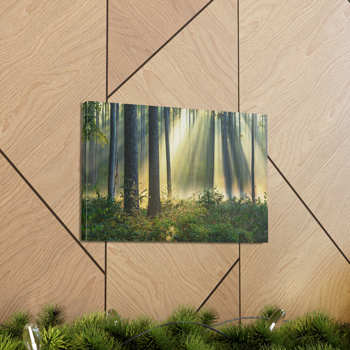 Sunrise Green Forest Nature Wilderness Photography Canvas Wall Art for Home Decor Ready-to-Hang-Express Your Love Gifts