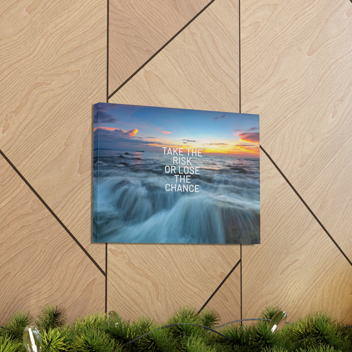 Inspirational Quote Canvas Take The Risk Motivational Print Ready to Hang Artwork-Express Your Love Gifts