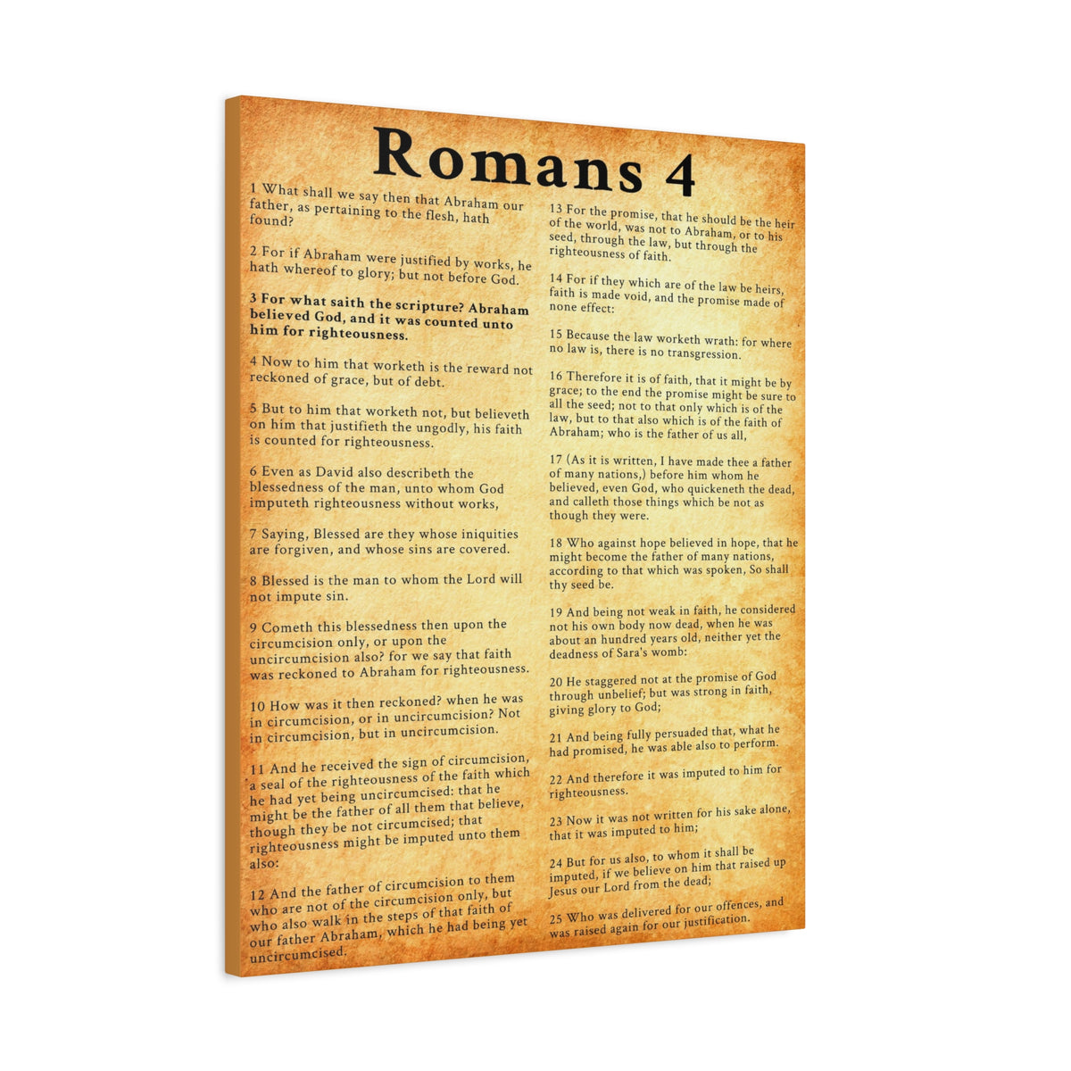 Scripture Walls Romans 4 KJV Gold Bible Chapter Canvas Christian Wall Art Ready to Hang Unframed-Express Your Love Gifts
