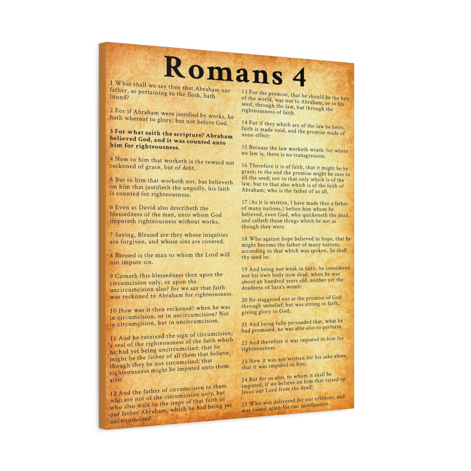 Scripture Walls Romans 4 KJV Gold Bible Chapter Canvas Christian Wall Art Ready to Hang Unframed-Express Your Love Gifts