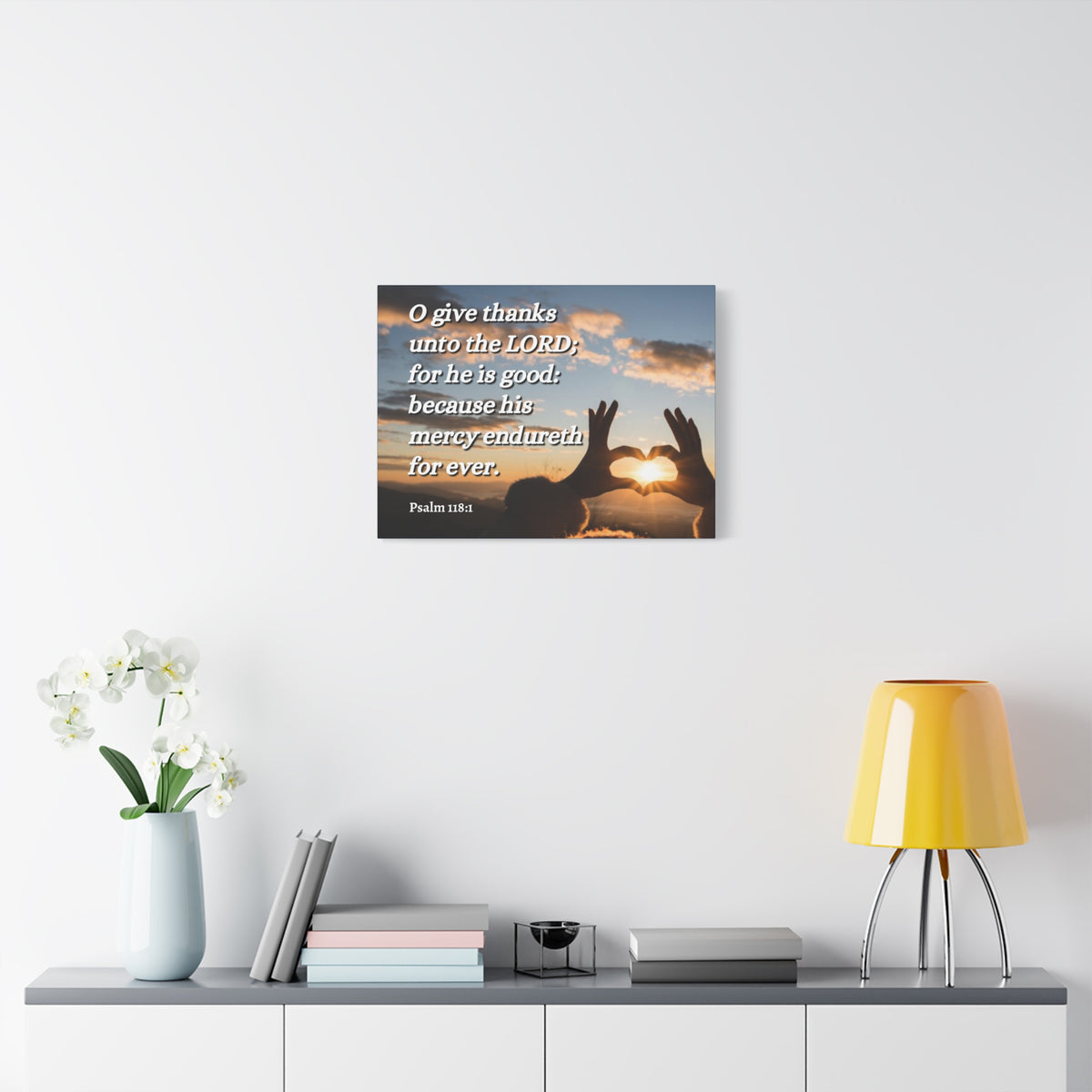 Scripture Canvas Give Thanks Psalm 118:1 Christian Wall Art Bible Verse Print Ready to Hang-Express Your Love Gifts