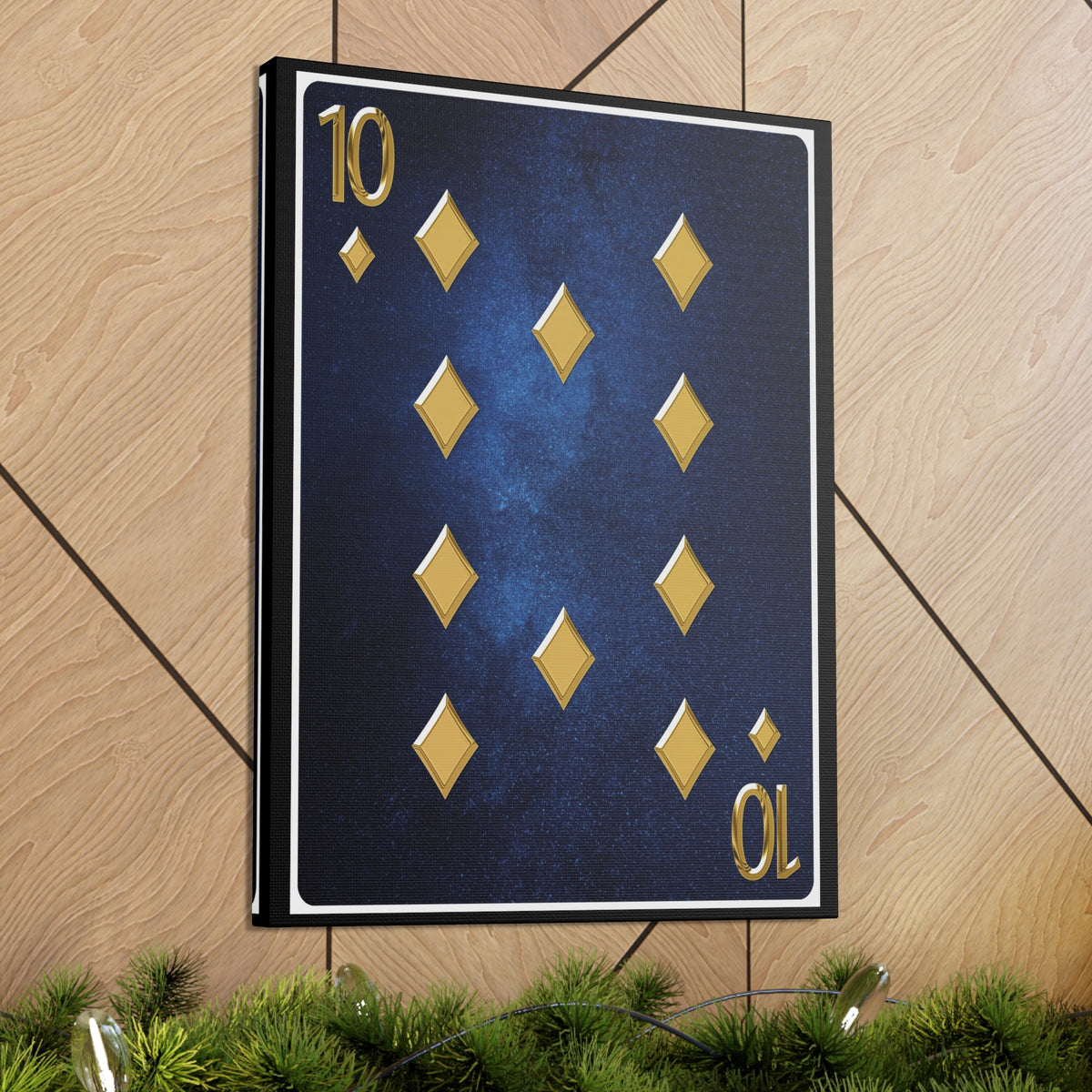 Ten Of Diamonds Space Background Playing Card Canvas Wall Art for Home Decor Ready-to-Hang-Express Your Love Gifts