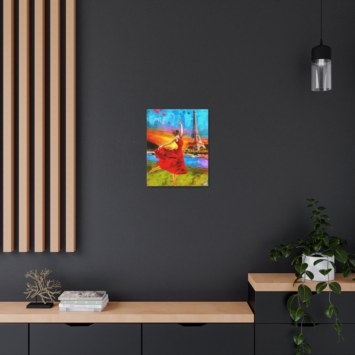 Eiffel Tower Red Dress Paris France Canvas Artwork High-Quality Breathtaking French City for Home Decor Ready to Hang-Express Your Love Gifts