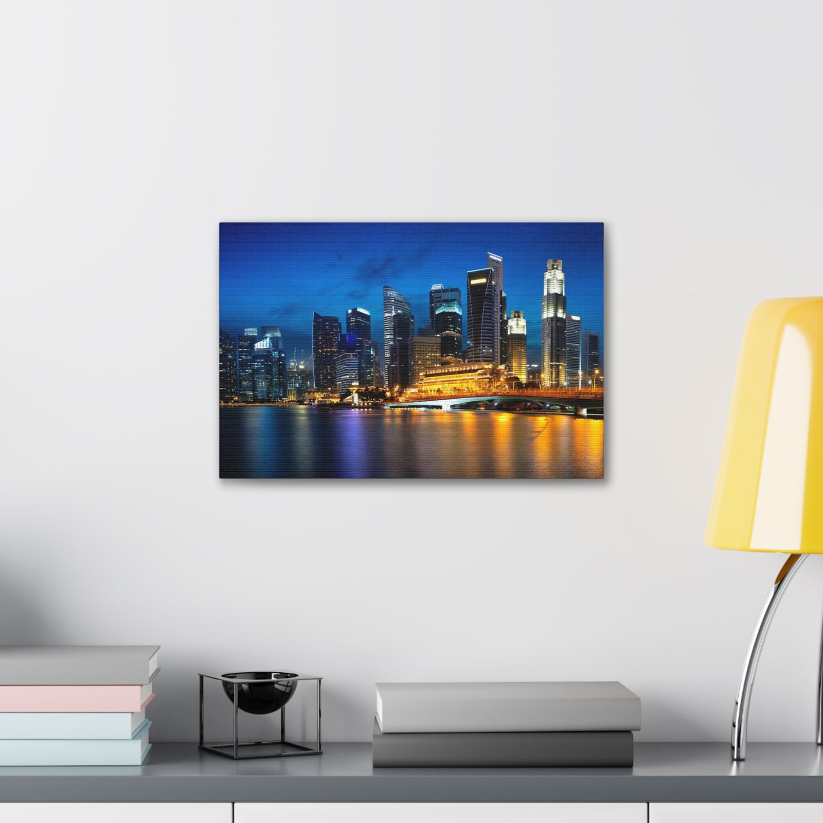 Singapore Night Skyline Canvas Artwork High-Quality Breathtaking Stunning Cityscape for Home Decor Ready to Hang-Express Your Love Gifts