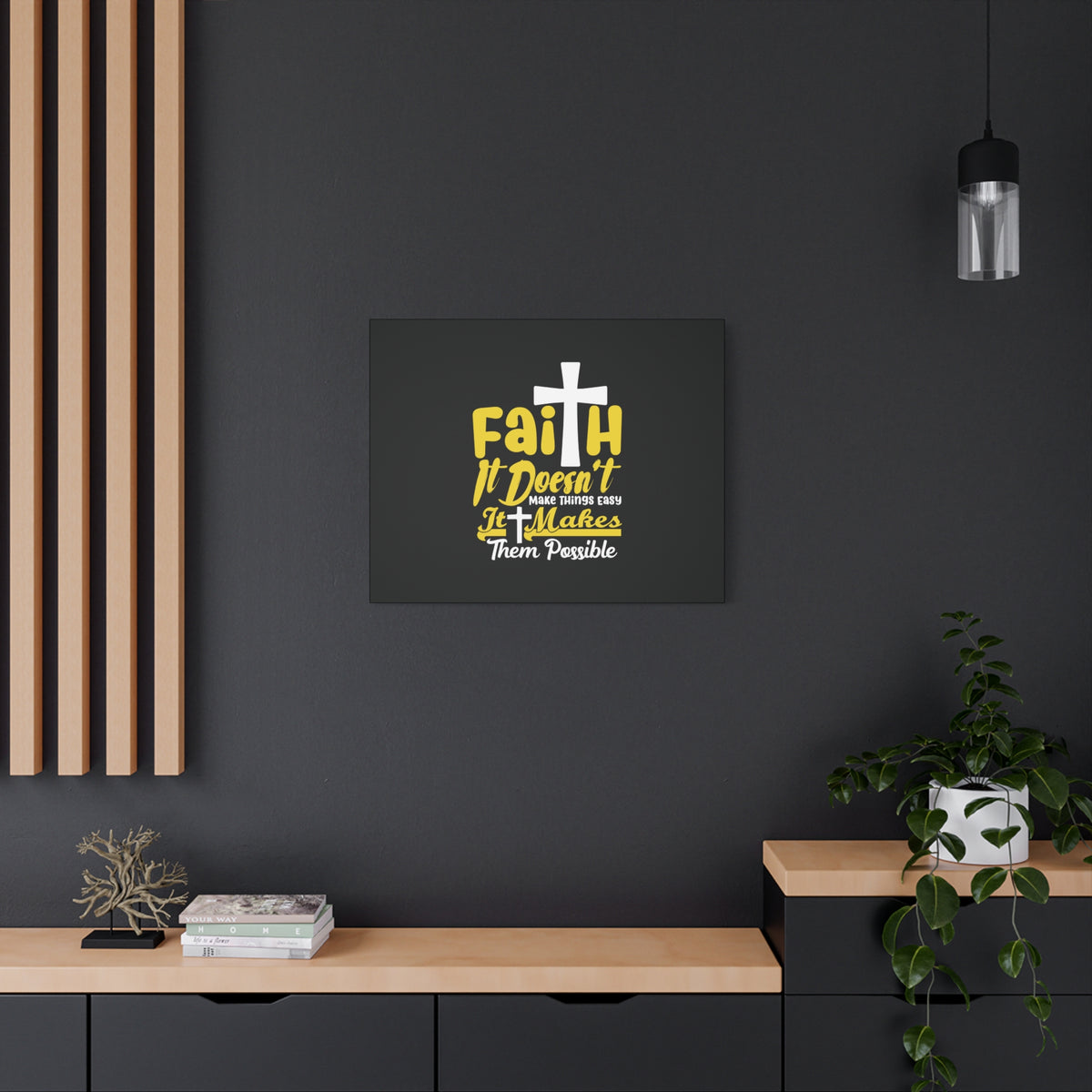 Scripture Canvas Faith Yellow Luke 1:37 Christian Wall Art Bible Verse Print Ready to Hang-Express Your Love Gifts