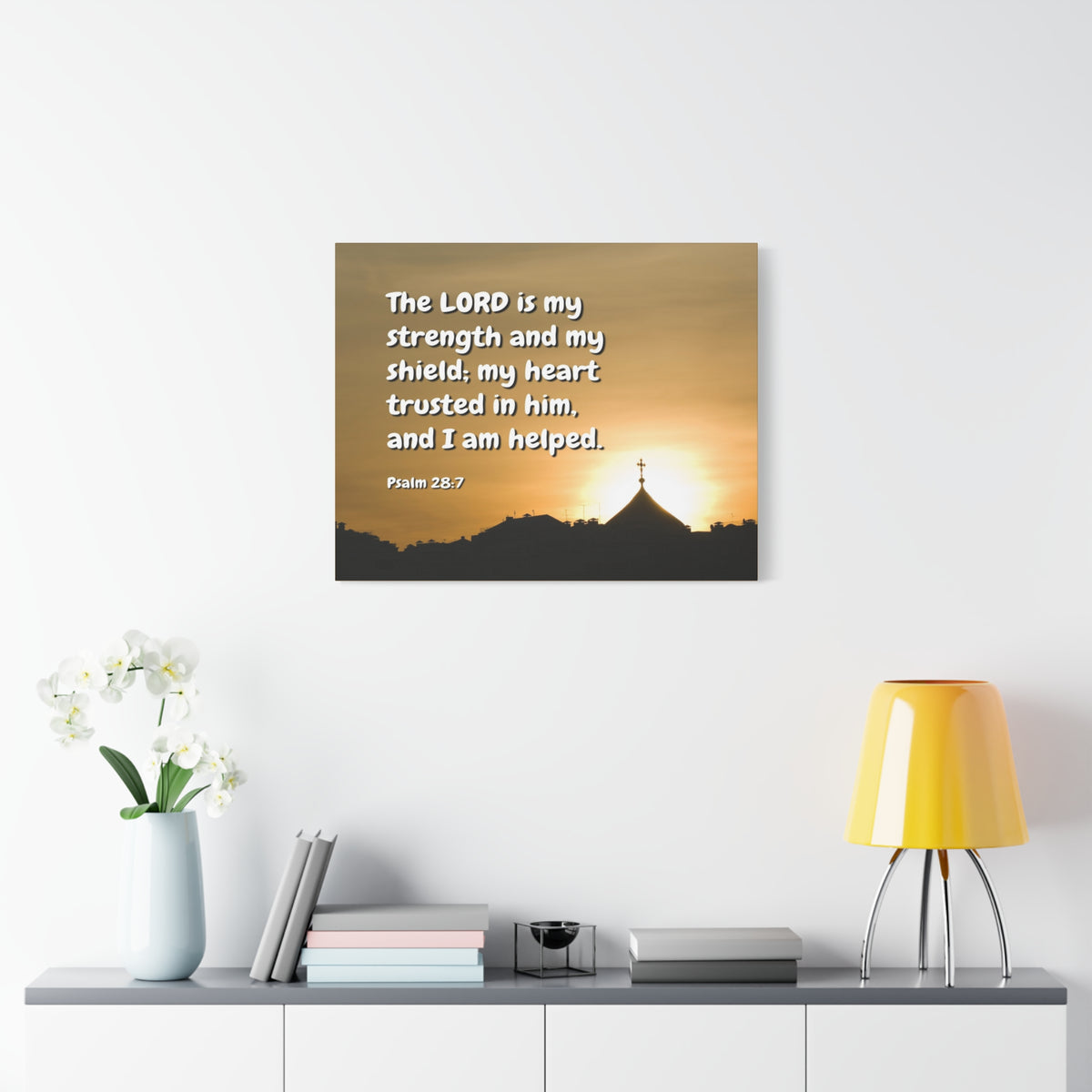 Scripture Canvas I Am Helped Psalm 28:7 Christian Wall Art Bible Verse Print Ready to Hang-Express Your Love Gifts