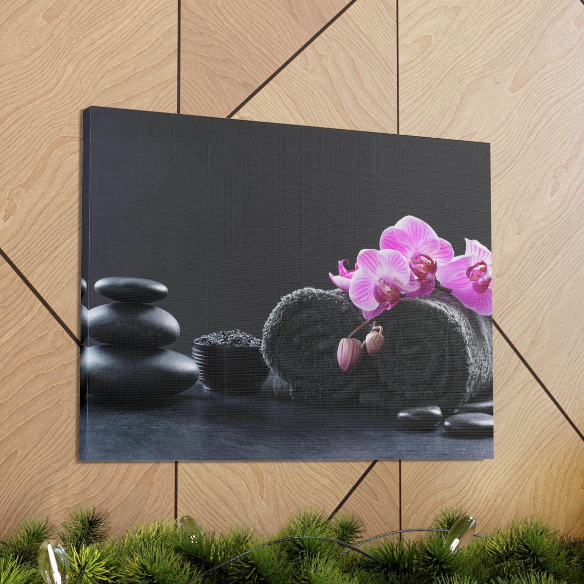 Black Spa Setting Forest Floral Nature Photography Canvas Wall Art for Home Decor Ready-to-Hang-Express Your Love Gifts