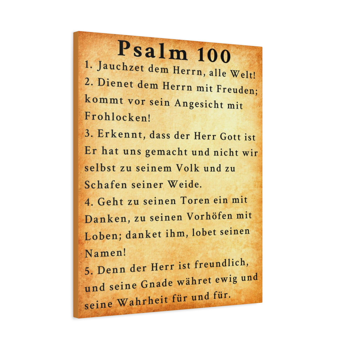 Scripture Walls Psalm 100 German Gold Bible Verse Canvas Christian Wall Art Ready to Hang Unframed-Express Your Love Gifts