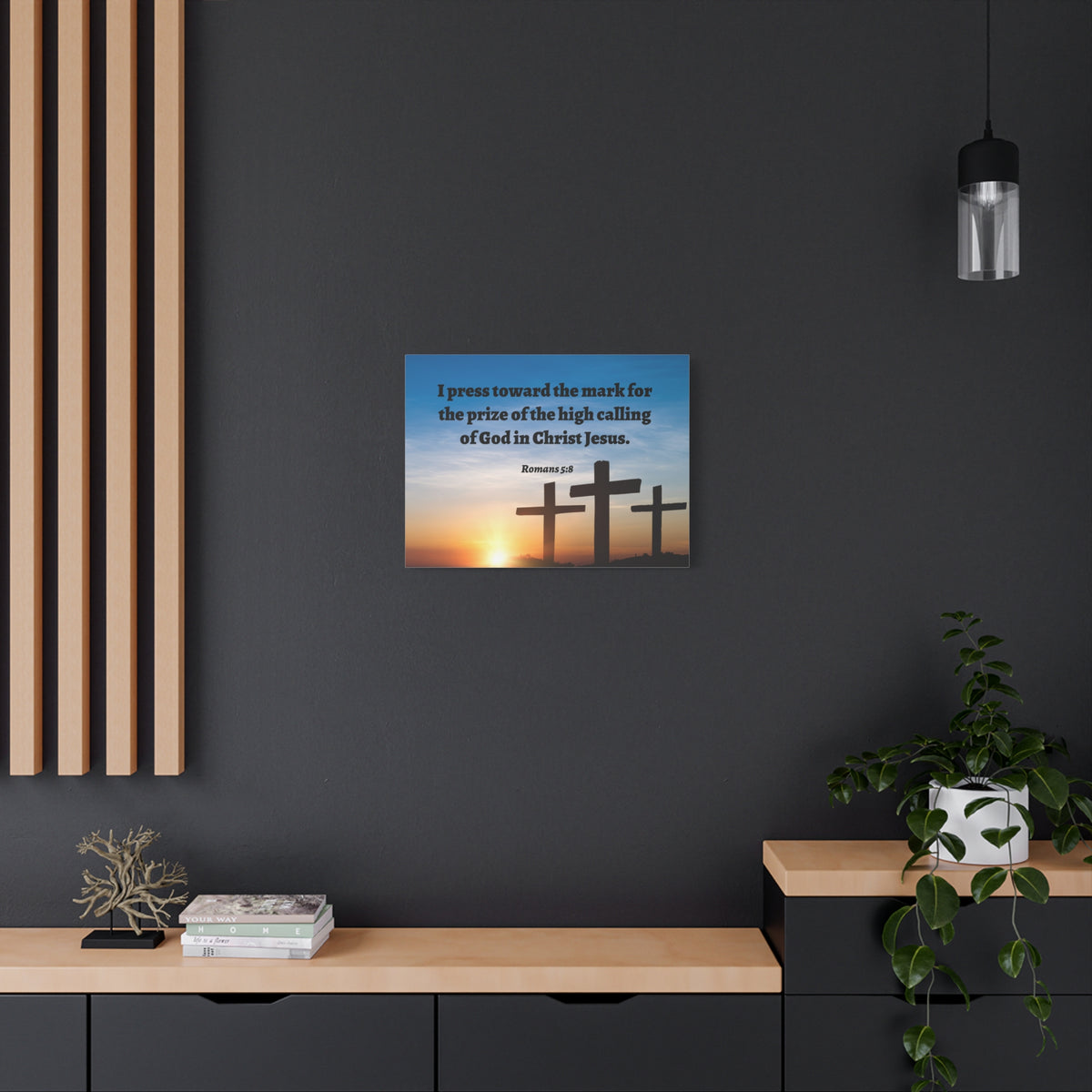 Scripture Walls High Calling Of God Romans 5:8 Bible Verse Canvas Christian Wall Art Ready to Hang-Express Your Love Gifts