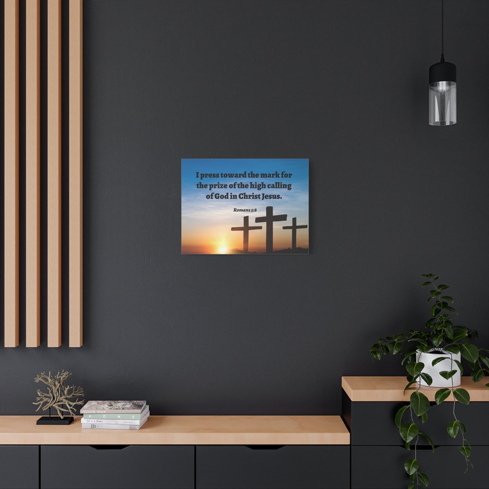 Scripture Walls High Calling Of God Romans 5:8 Bible Verse Canvas Christian Wall Art Ready to Hang-Express Your Love Gifts