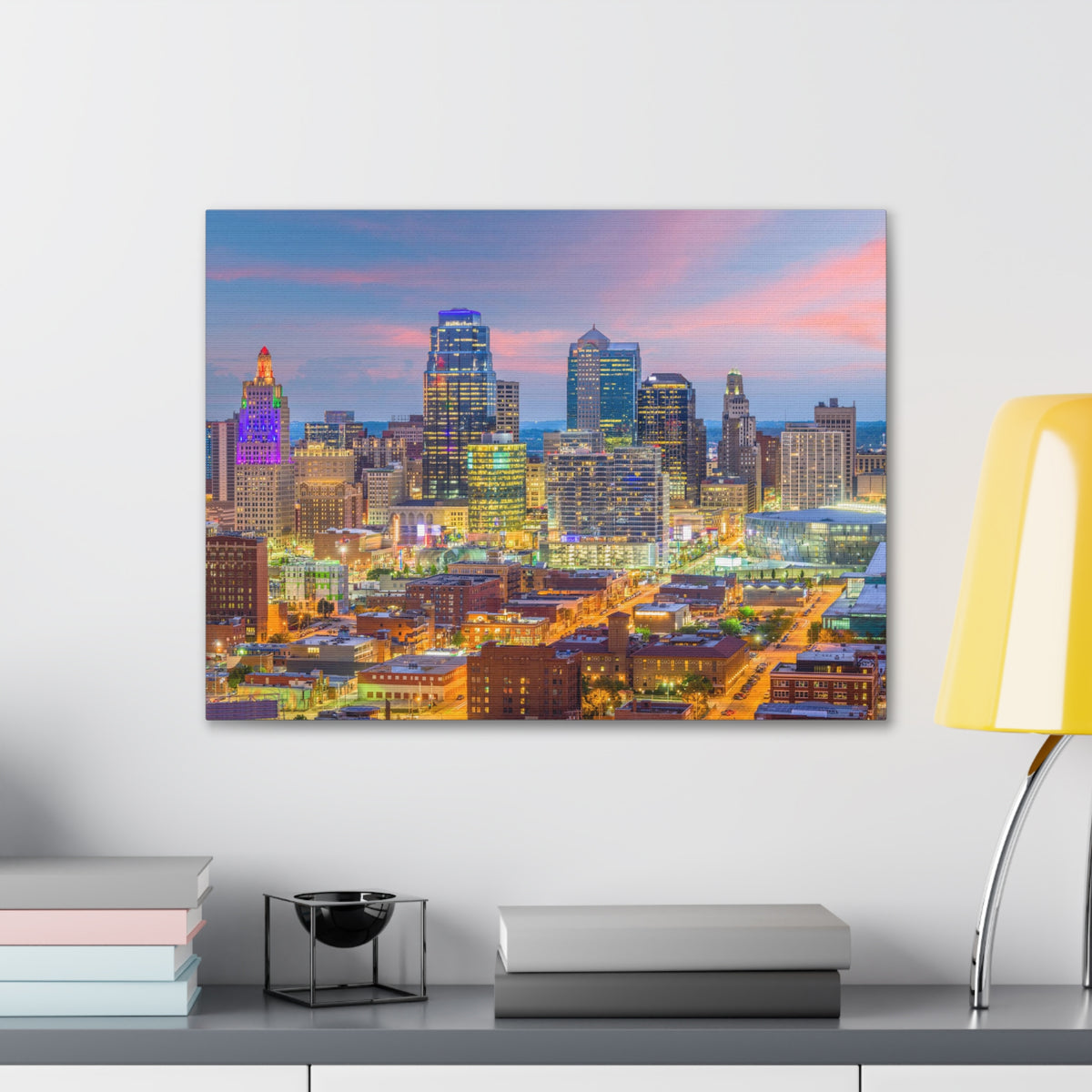 Kansas City Night Skyline Canvas Artwork High-Quality Breathtaking Stunning Cityscape for Home Decor Ready to Hang-Express Your Love Gifts