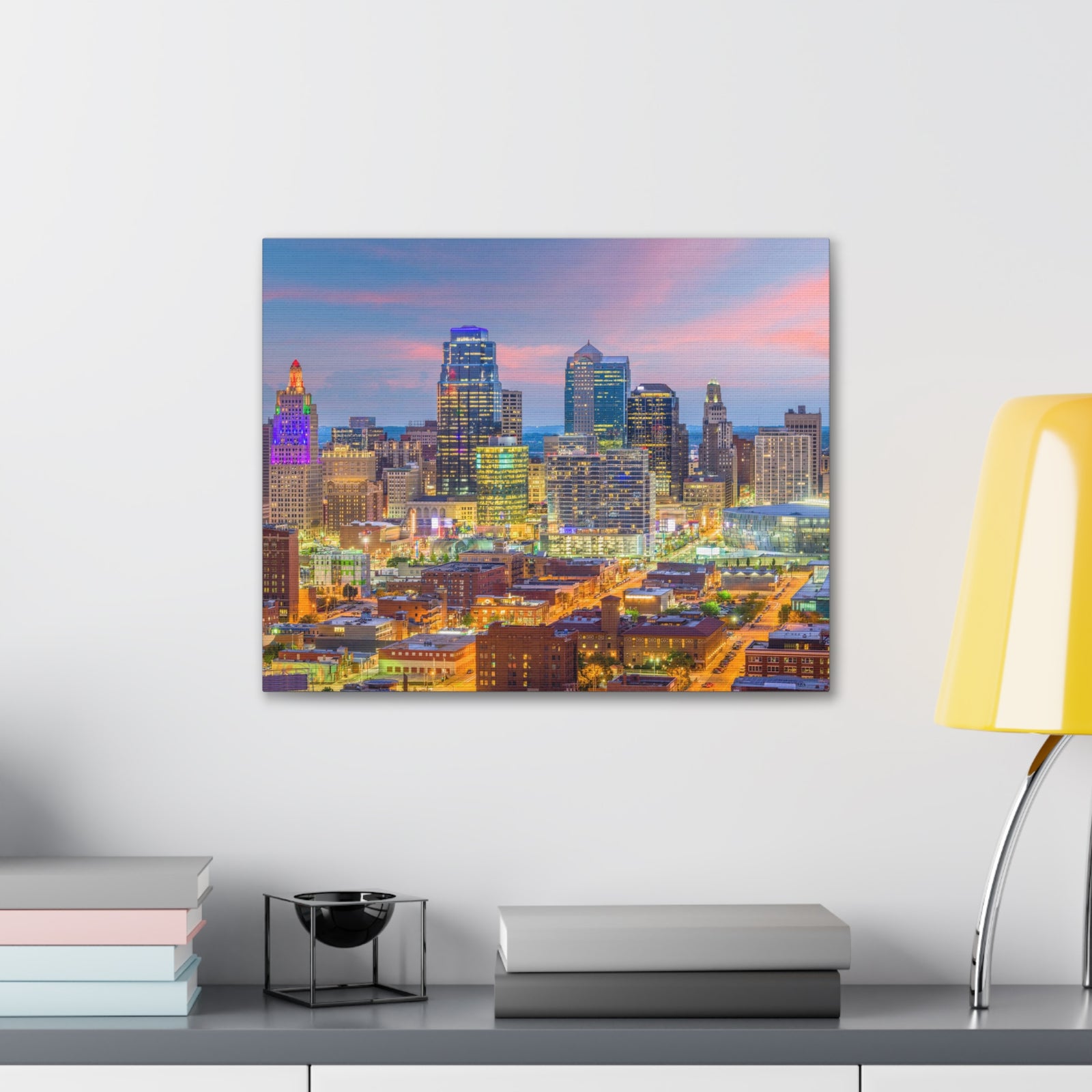 Kansas City Night Skyline Canvas Artwork High-Quality Breathtaking Stunning Cityscape for Home Decor Ready to Hang-Express Your Love Gifts
