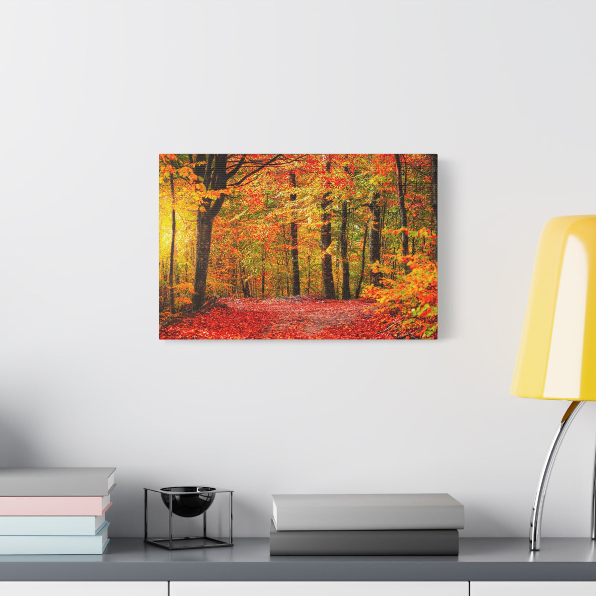 Autumn Forest Orange Leave Tree Nature Wilderness Photography Canvas Wall Art for Home Decor Ready-to-Hang-Express Your Love Gifts
