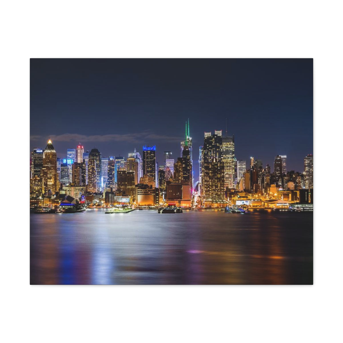 New York Night Skyline Canvas Artwork High-Quality Breathtaking Stunning Cityscape for Home Decor Ready to Hang-Express Your Love Gifts