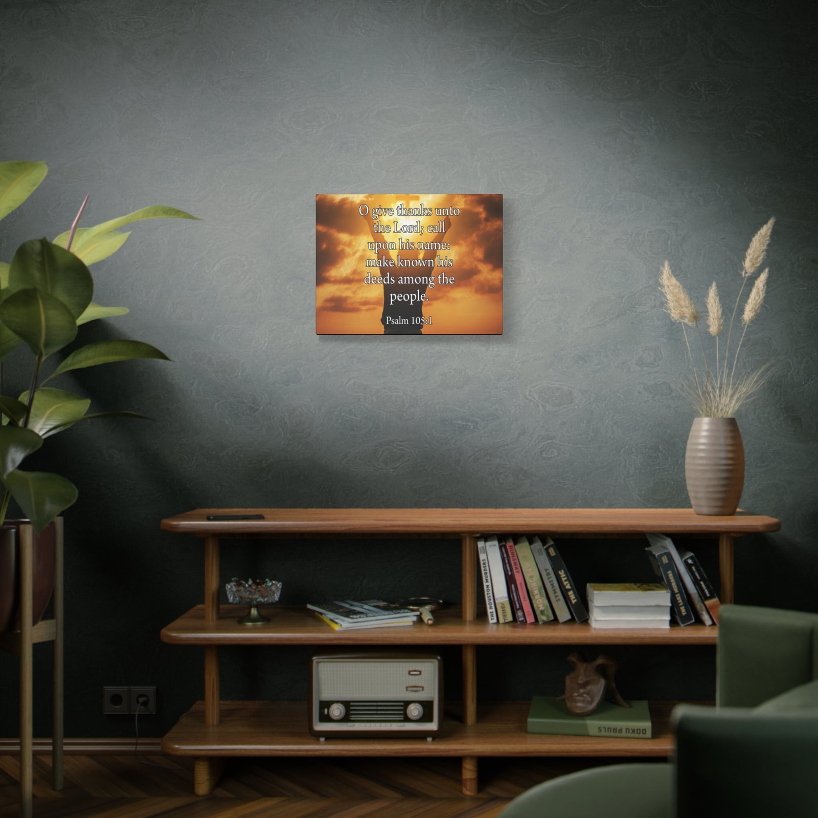 Bible Verse Canvas Give Thanks Unto the Lord Psalm 105:1Christian Home Decor Scripture Art-Express Your Love Gifts
