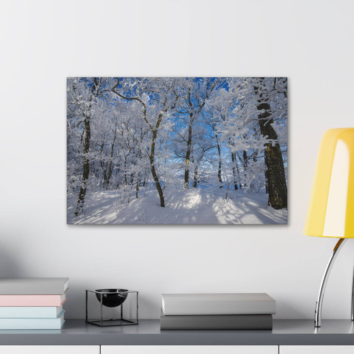 Winter Trees In The Countryside Bright Sun Backlight Canvas Wall Art for Home Decor Ready-to-Hang-Express Your Love Gifts