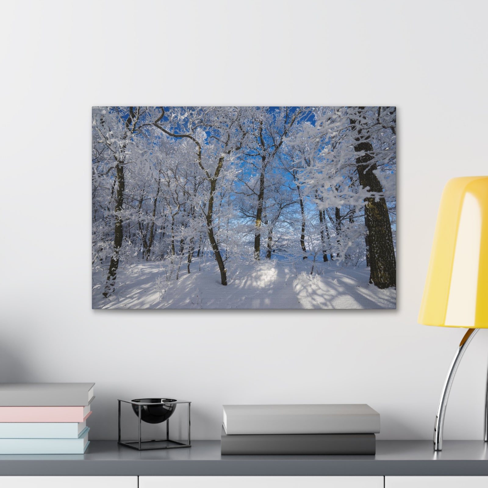 Winter Trees In The Countryside Bright Sun Backlight Canvas Wall Art for Home Decor Ready-to-Hang-Express Your Love Gifts