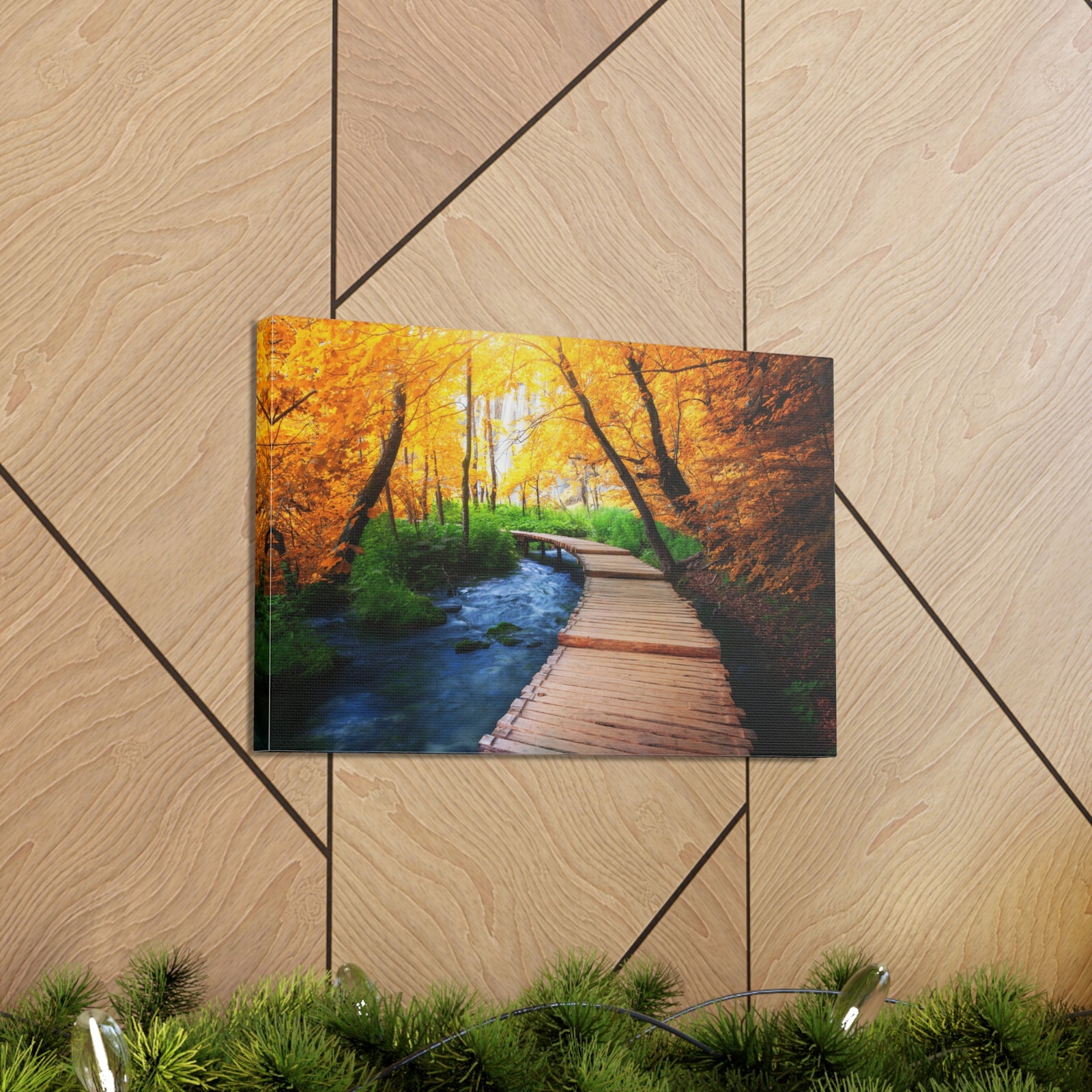 Path Autumn Orange Tree Nature Wilderness Photography Canvas Wall Art for Home Decor Ready-to-Hang-Express Your Love Gifts
