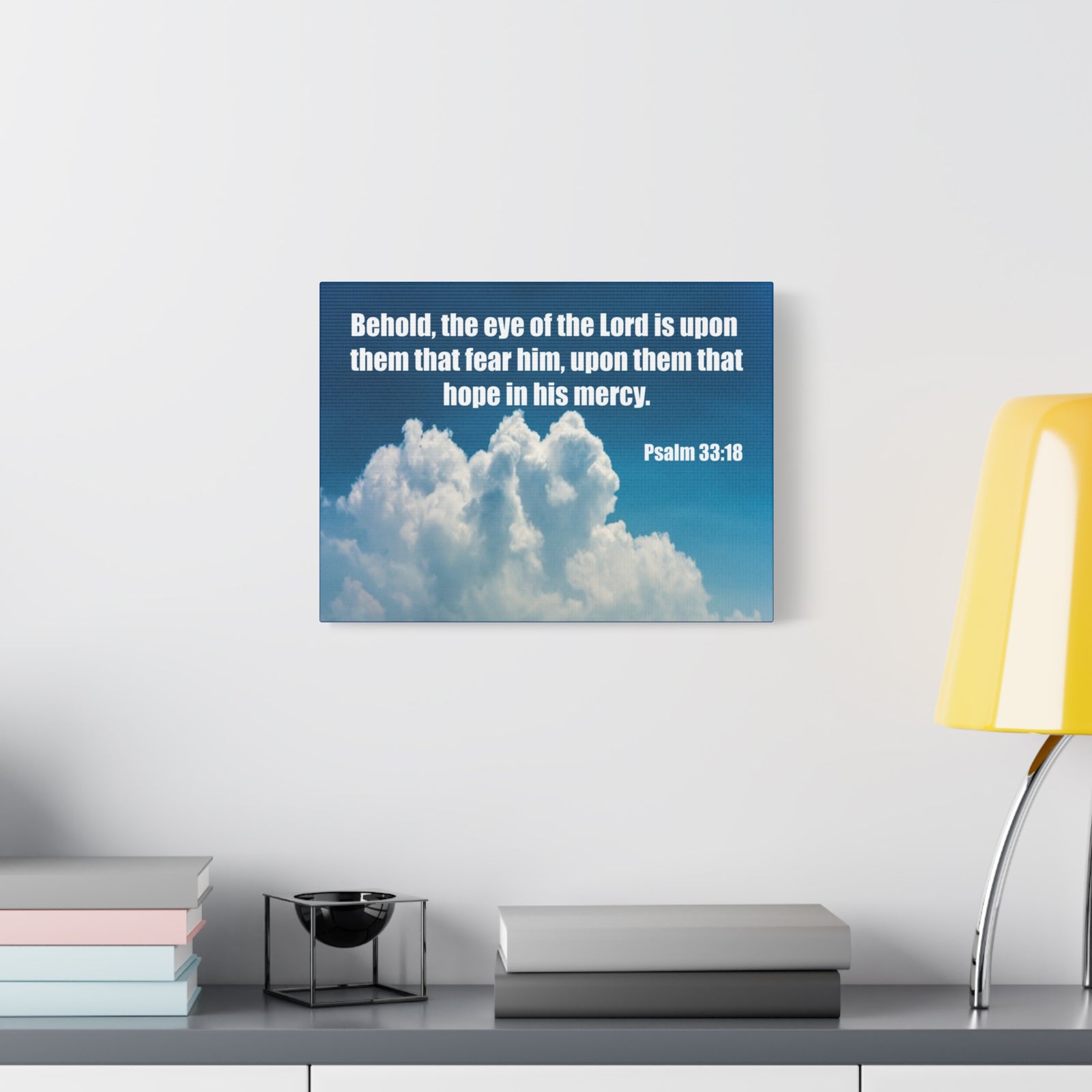 Bible Verse Canvas Hope in His Mercy Psalm 33:18 Christian Home Décor Wall Art Scripture Ready to Hang Faith Print-Express Your Love Gifts