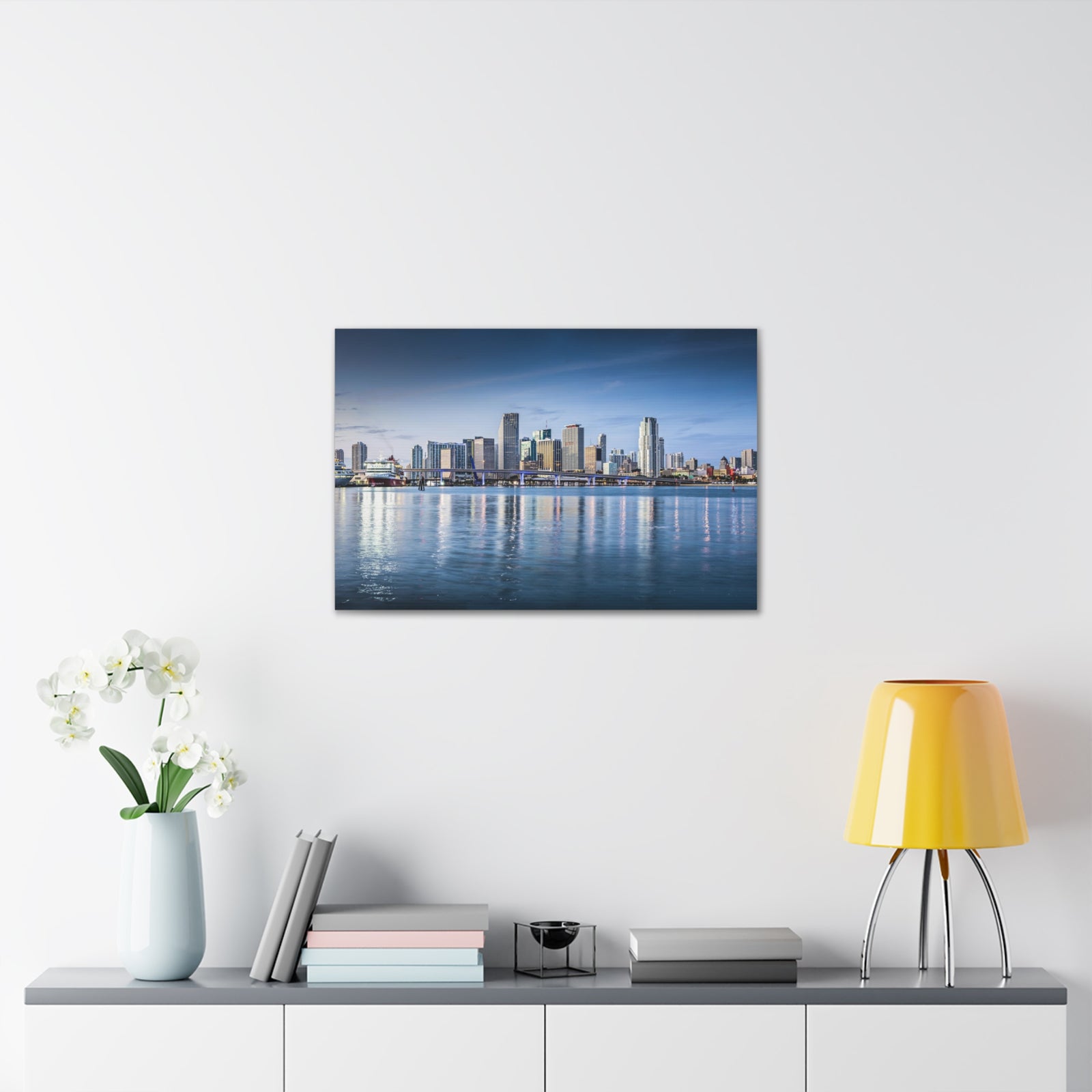 Miami Daytime Skyline Canvas Artwork High-Quality Breathtaking Stunning Cityscape for Home Decor Ready to Hang-Express Your Love Gifts