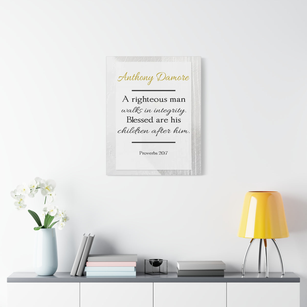 Scripture Walls Personalized A Righteous Man Proverbs 20:7 Bible Chapter Canvas Christian Wall Art Ready to Hang-Express Your Love Gifts