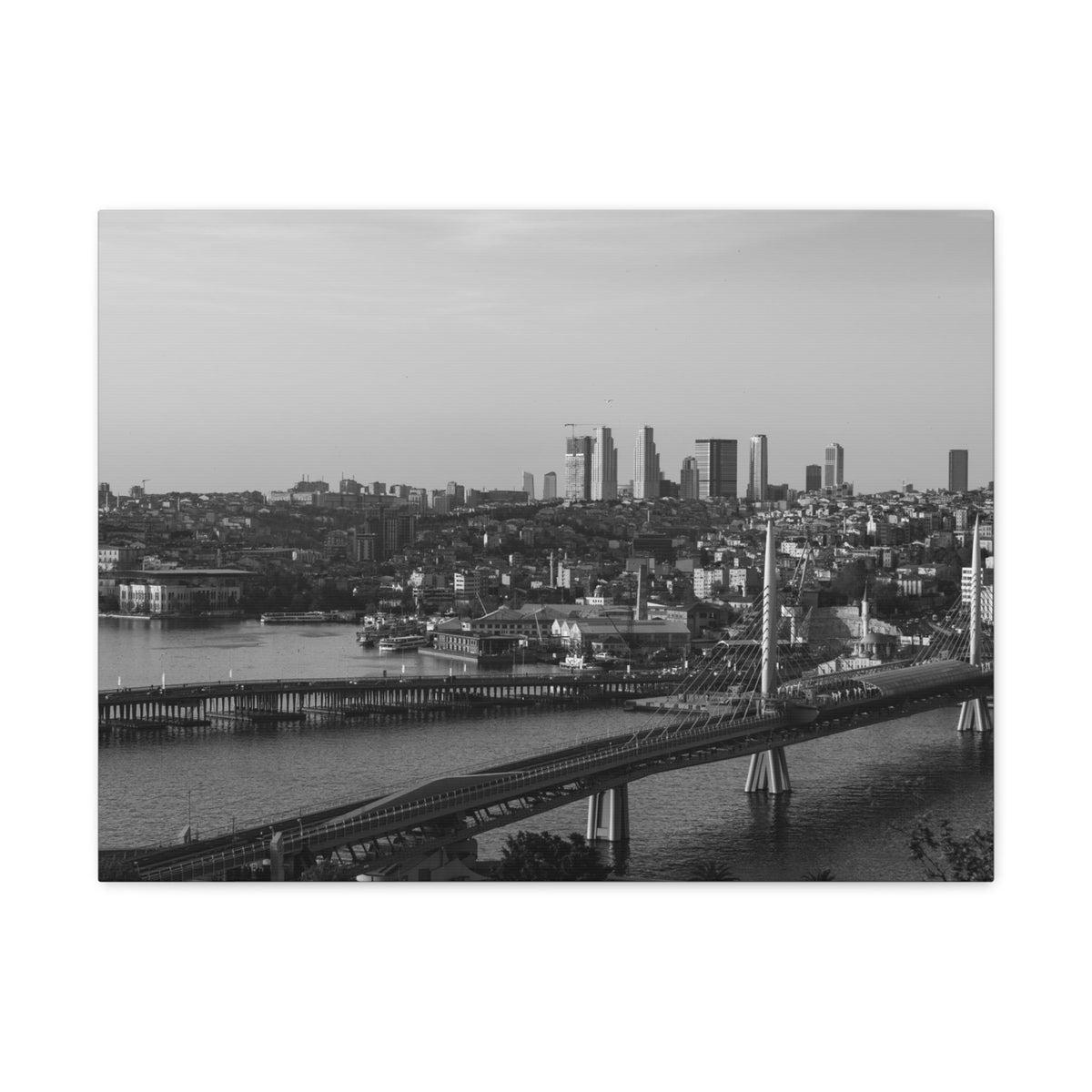 Istanbul Black And White Skyline Canvas Artwork High-Quality Breathtaking Stunning Cityscape for Home Decor Ready to Hang-Express Your Love Gifts