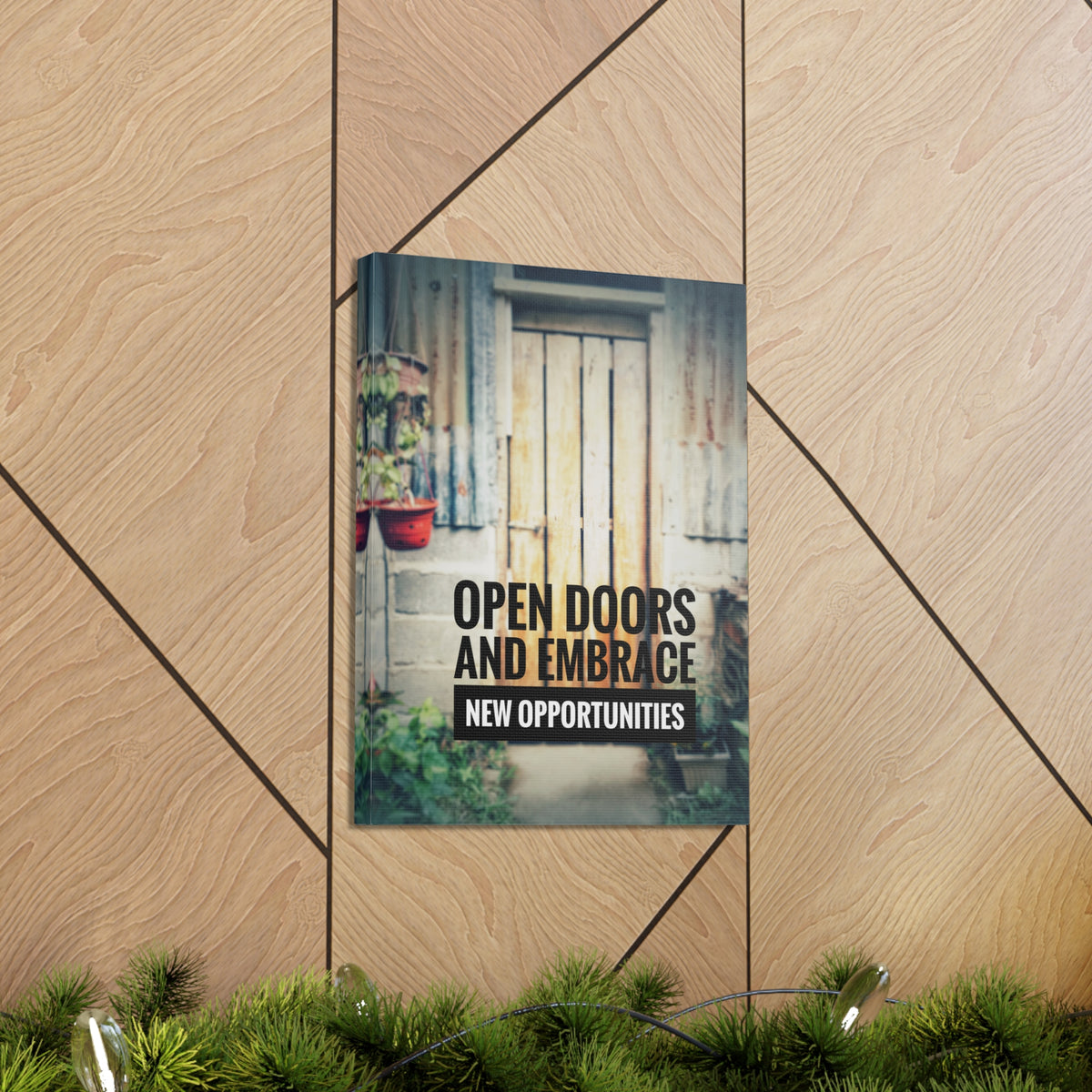 Inspirational Quote Canvas Open Doors and Embrace Motivational Print Ready to Hang Artwork-Express Your Love Gifts