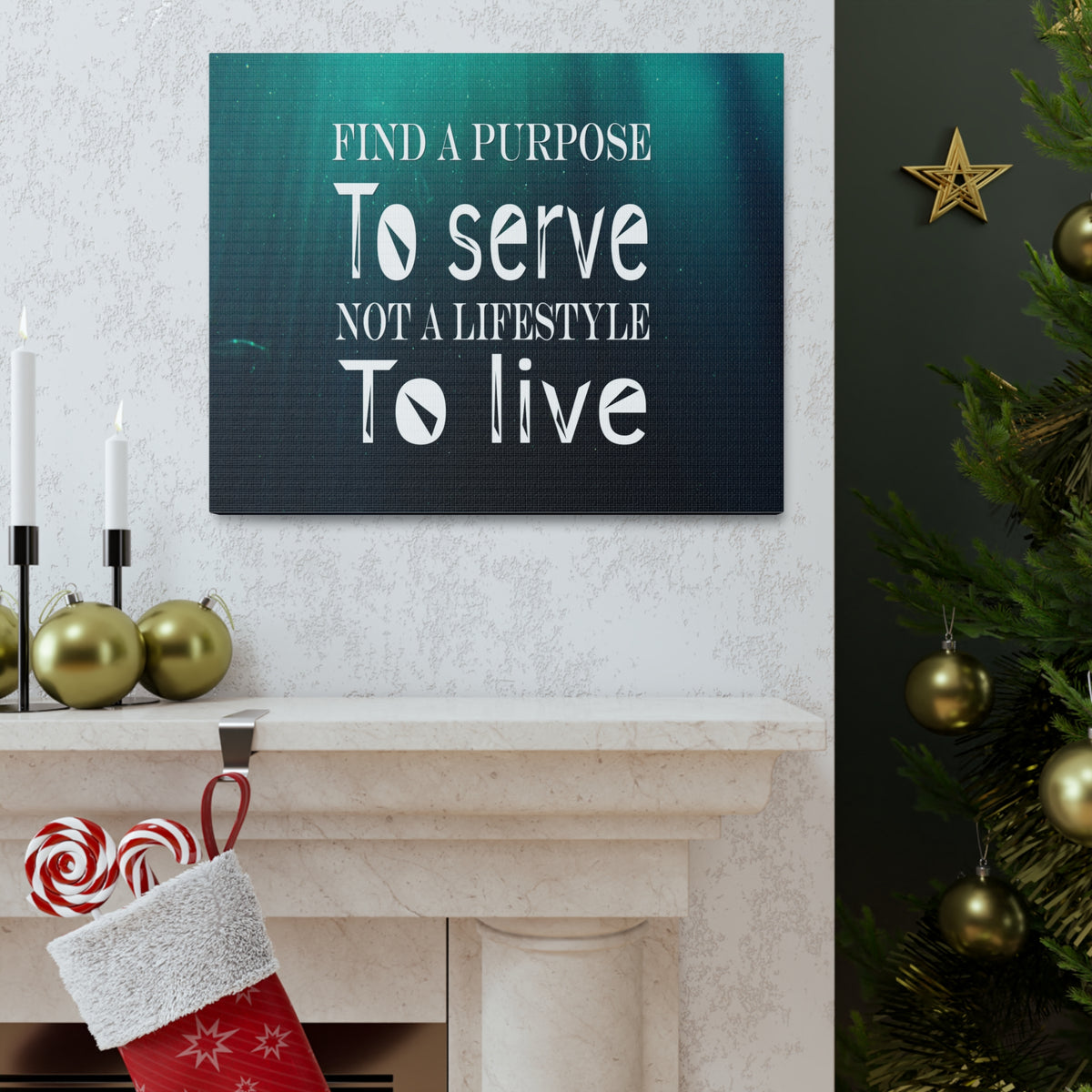 Inspirational Quote Canvas Find A Purpose To Serve Motivational Print Ready to Hang Artwork-Express Your Love Gifts