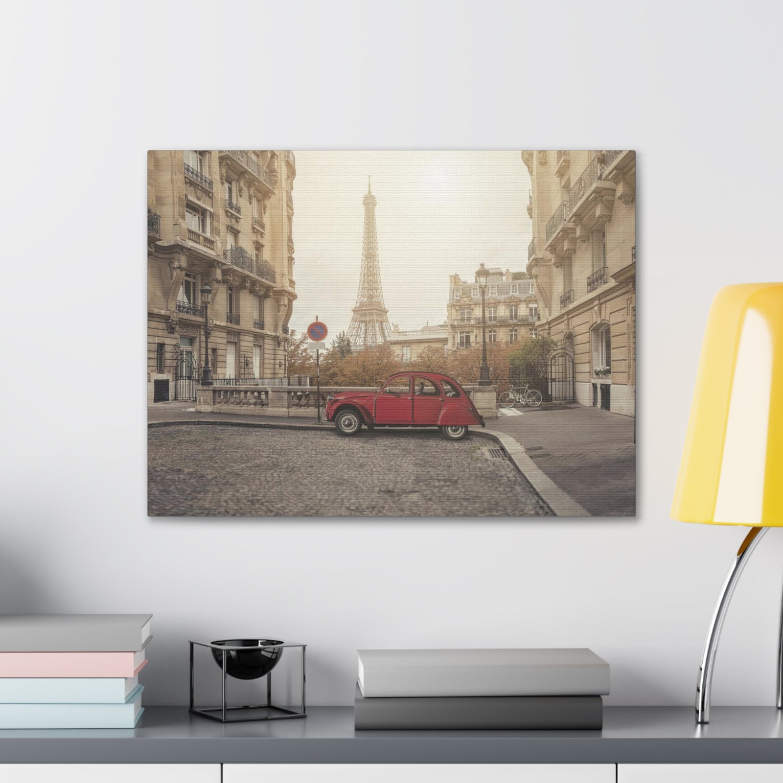 Eiffel Tower Retro Bike Paris Sunset Skyline Canvas Artwork High-Quality Breathtaking Stunning Cityscape Home Decor Ready to Hang-Express Your Love Gifts