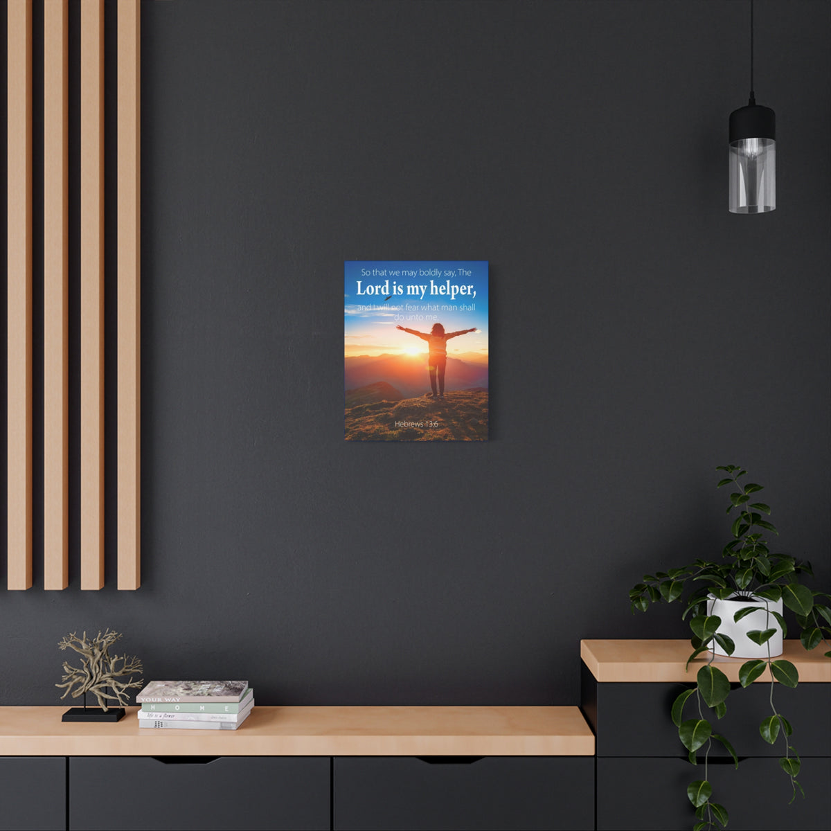 Scripture Walls Lord is My Helper Hebrews 13:6 Bible Verse Canvas Christian Wall Art Ready to Hang Unframed-Express Your Love Gifts