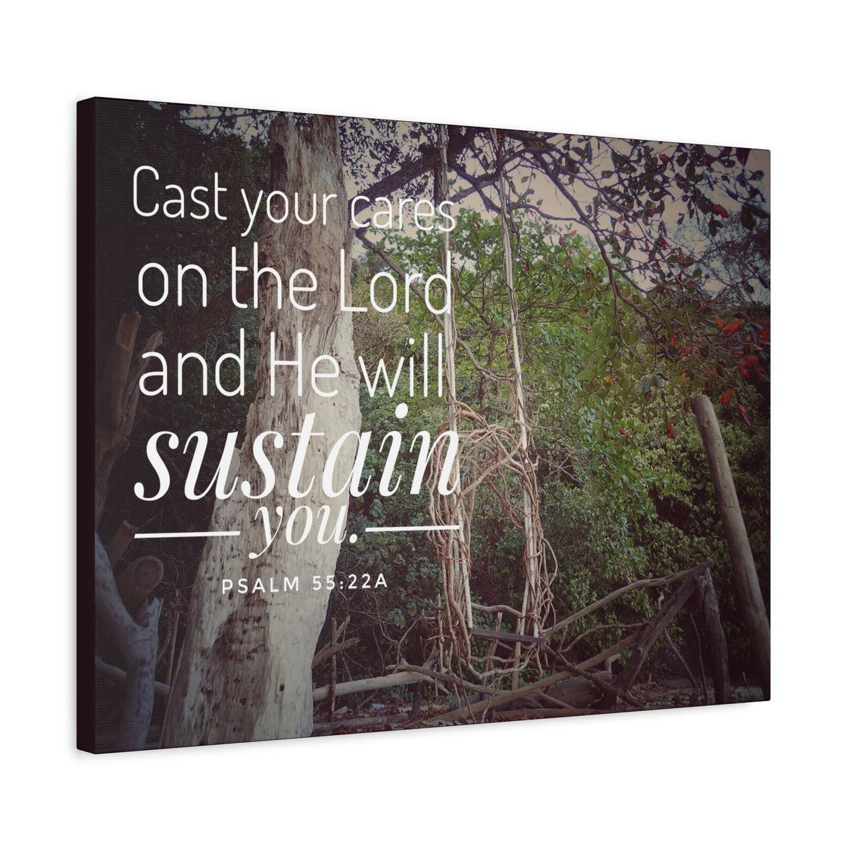 Scripture Walls He Will Sustain You Psalm 55:22 Bible Verse Canvas Christian Wall Art Ready to Hang-Express Your Love Gifts