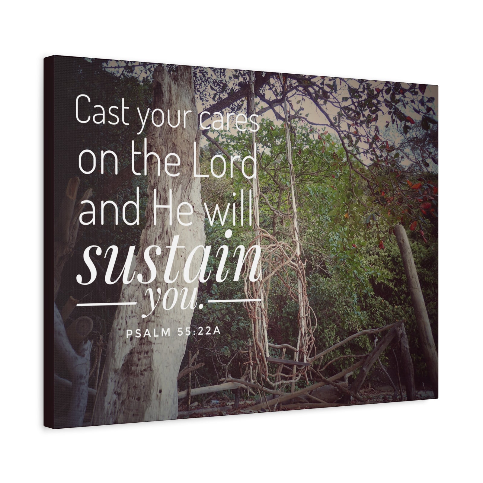 Scripture Walls He Will Sustain You Psalm 55:22 Bible Verse Canvas Christian Wall Art Ready to Hang-Express Your Love Gifts