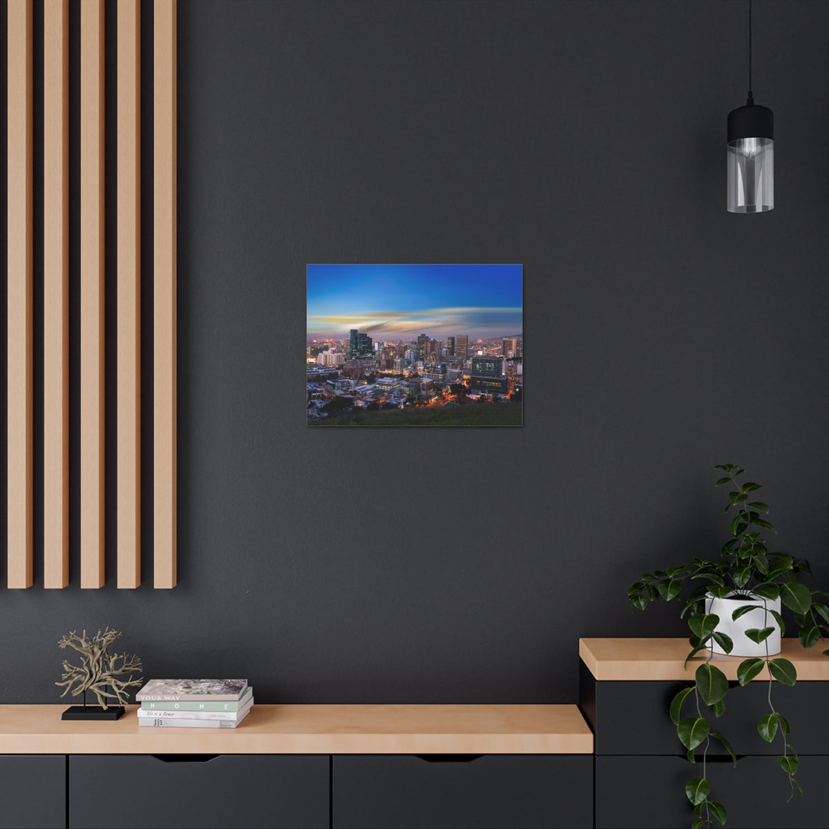 Cape Town Night Skyline Canvas Artwork High-Quality Breathtaking Stunning Cityscape for Home Decor Ready to Hang-Express Your Love Gifts
