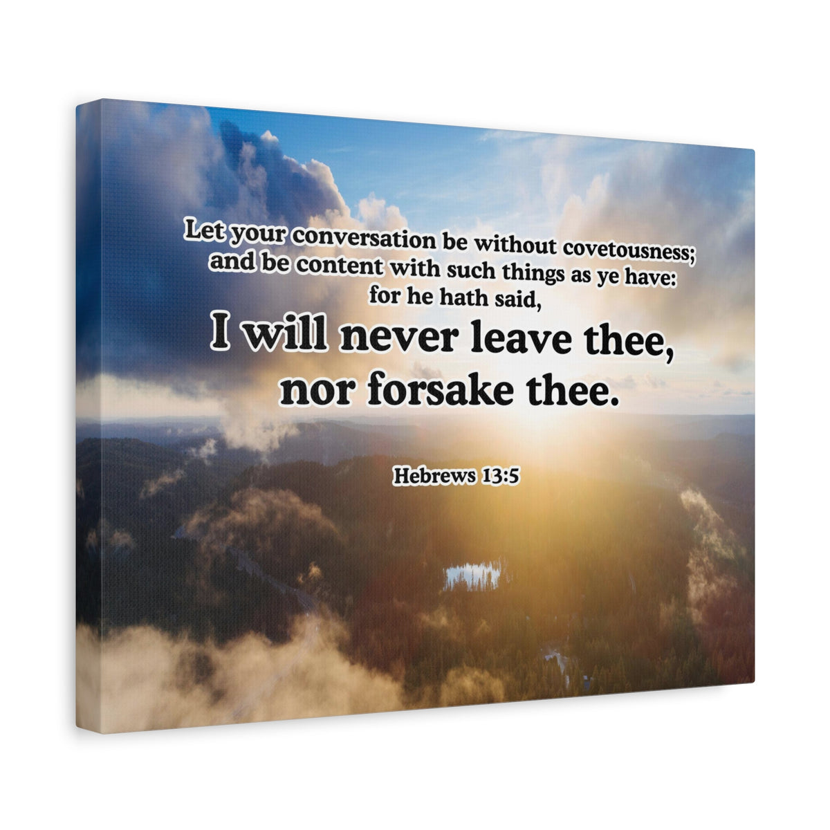 Bible Verse Canvas Never Leave or Forsake You Hebrews 13:5 Christian Wall Art Print Ready to Hang Unframed-Express Your Love Gifts