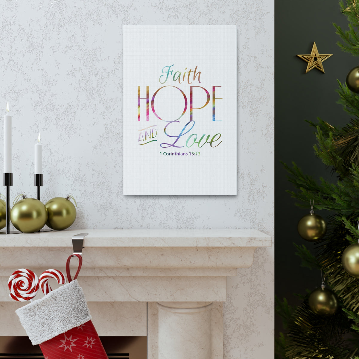 Scripture Canvas Faith Hope And Love 1 Corinthians 13:13 Christian Wall Art Bible Verse Print Ready To Hang-Express Your Love Gifts