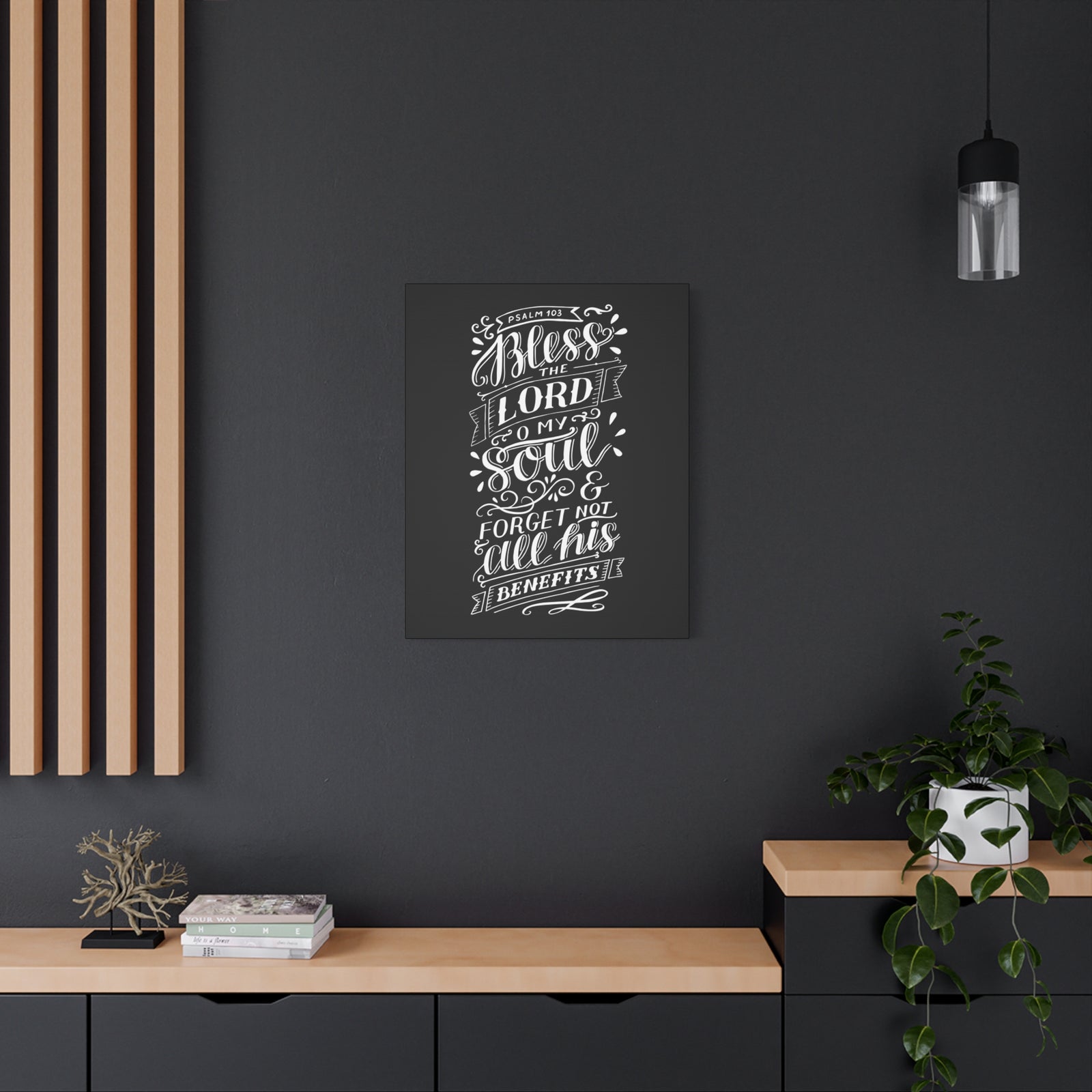 Scripture Canvas O My Soul Psalm 103 Black Christian Wall Art Bible Verse Print Ready to Hang-Express Your Love Gifts