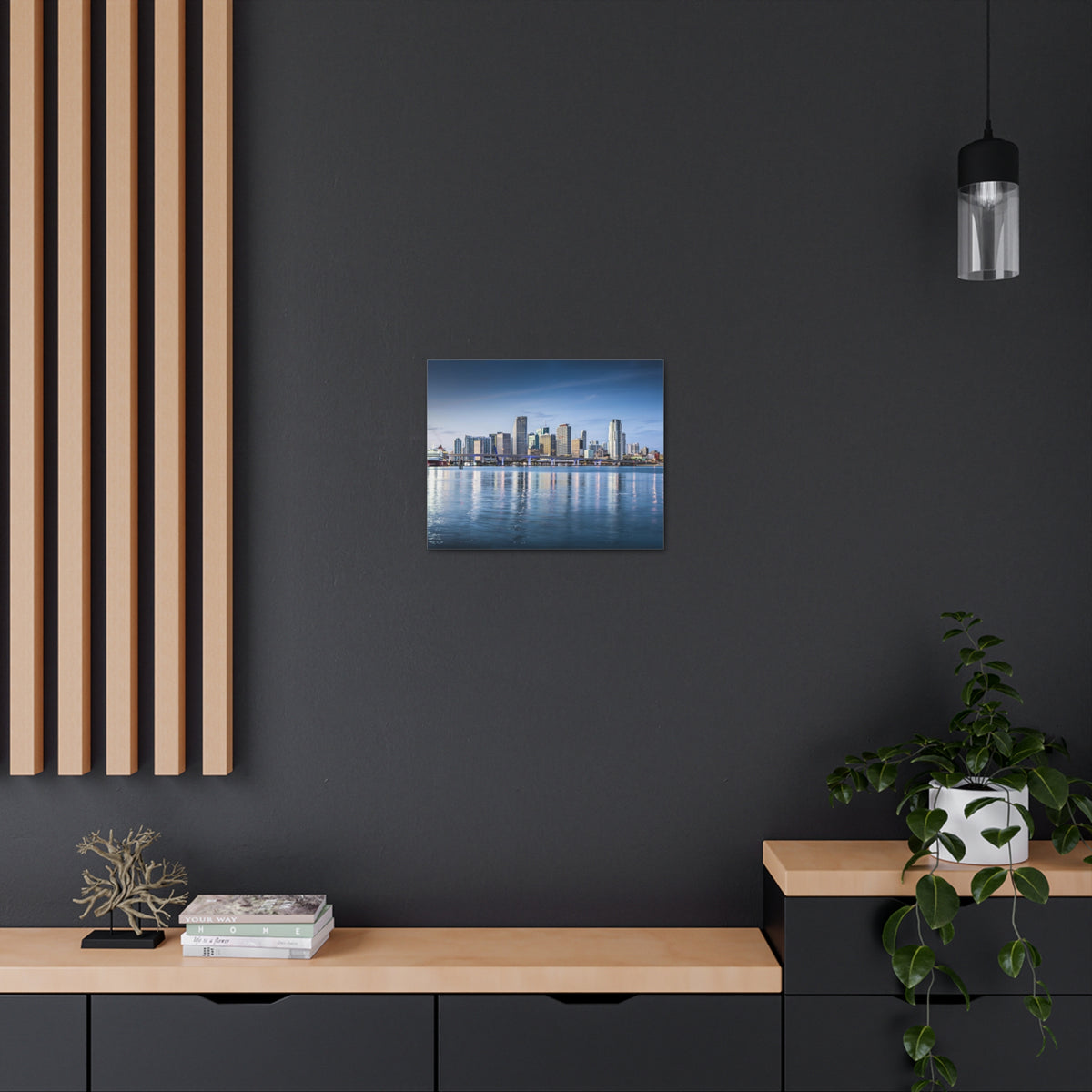 Miami Daytime Skyline Canvas Artwork High-Quality Breathtaking Stunning Cityscape for Home Decor Ready to Hang-Express Your Love Gifts